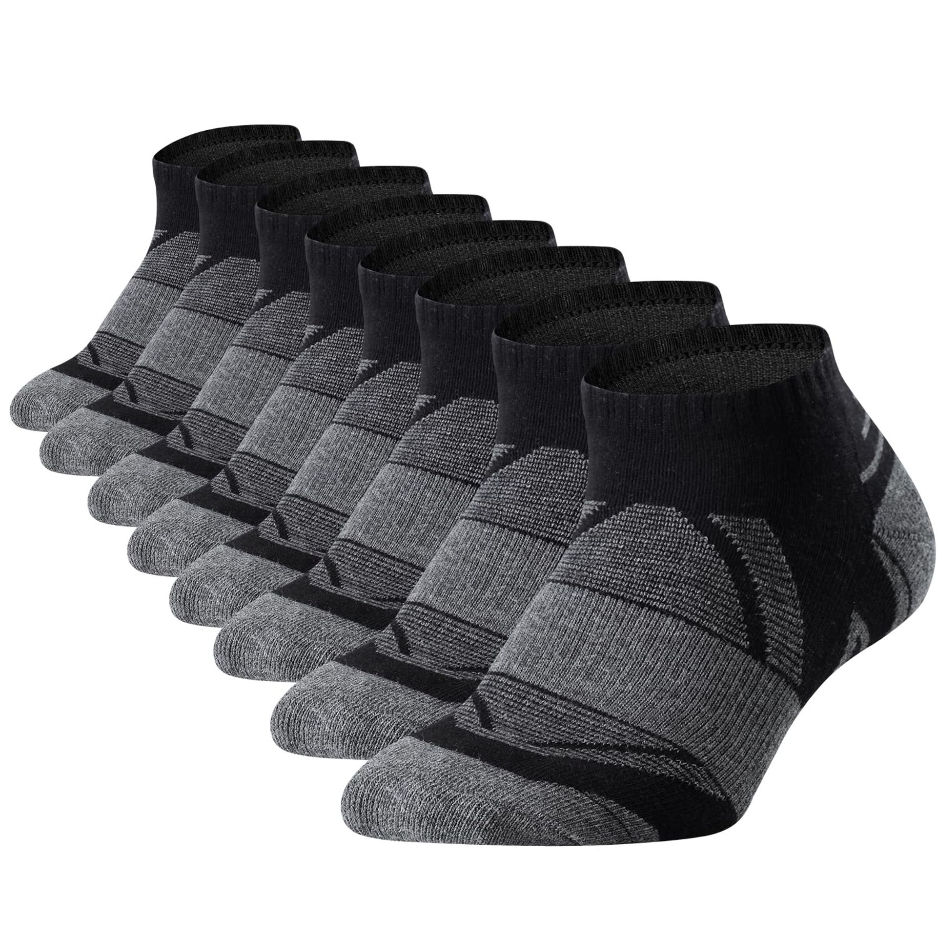 Men's Cotton Ankle Socks 8 Pack Cushioned Non Slip Arch Support Breathable Athletic Wear - Black 8-11