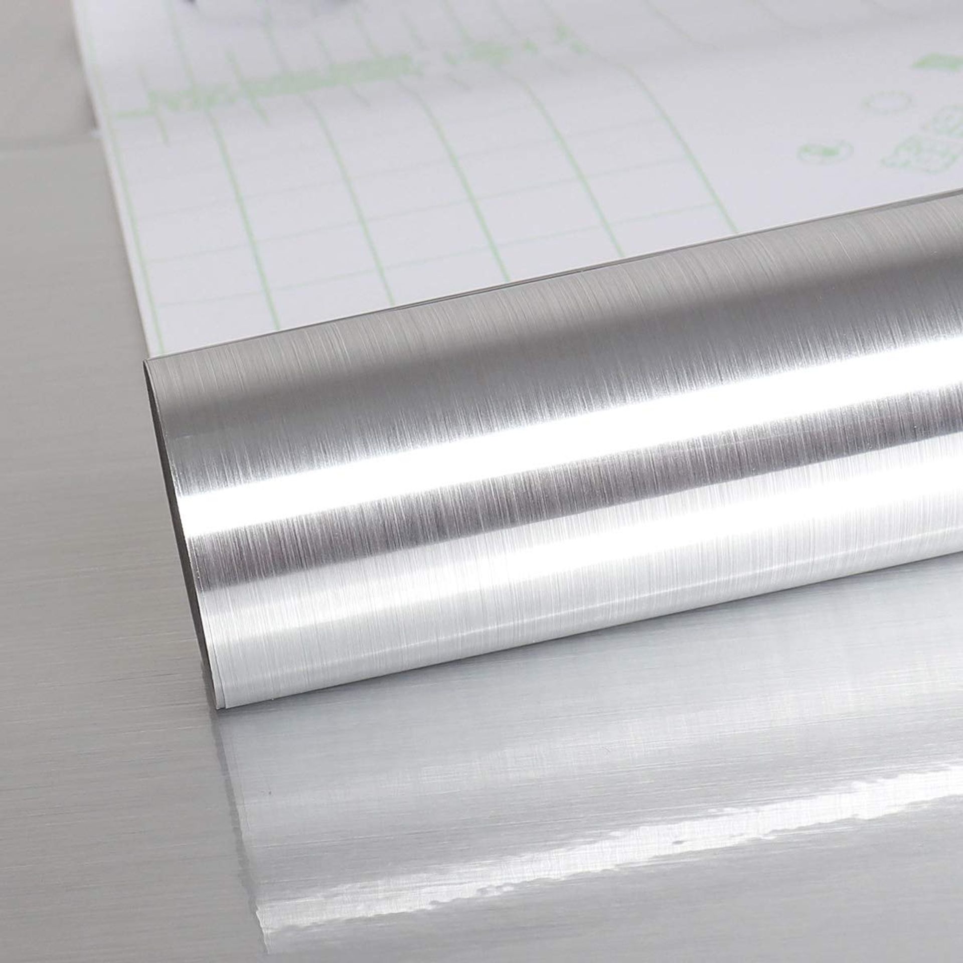 Sticky Back Plastic Kitchen Foil Effect Worktop Covering Vinyl Film Self-Adhesive - Silver 40 x 300 cm