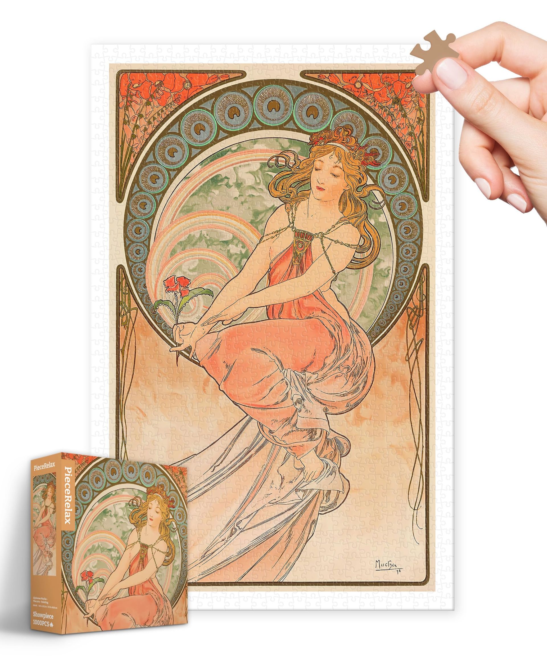 1200-Piece Plastic Jigsaw Puzzle for Adults Alphonse Mucha Zodiac Art Relaxing Gift Set - Zodiac H3638