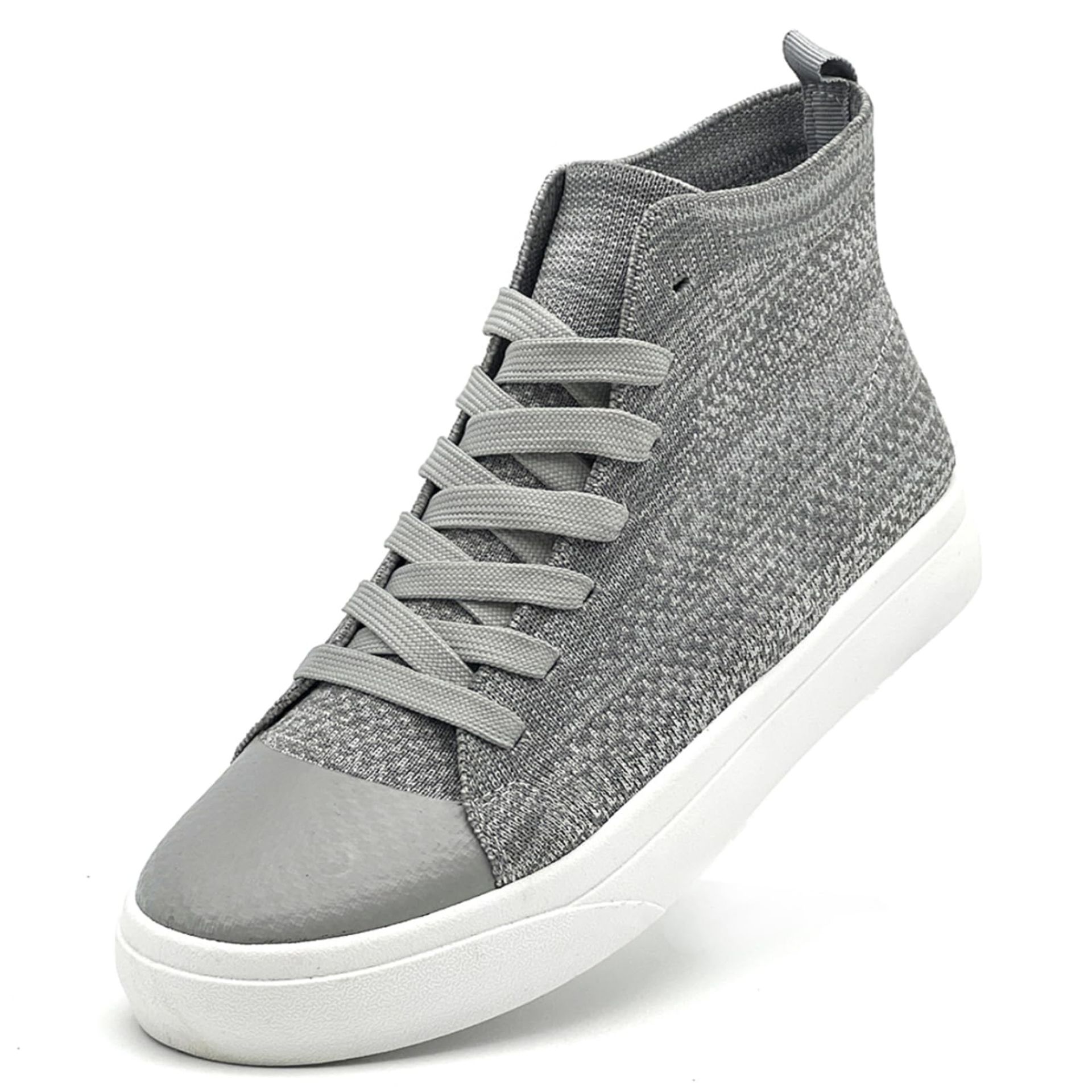 Women's High Top Trainers Breathable Mesh Lightweight Lace-Up Casual Trainers - Grey UK 8.5