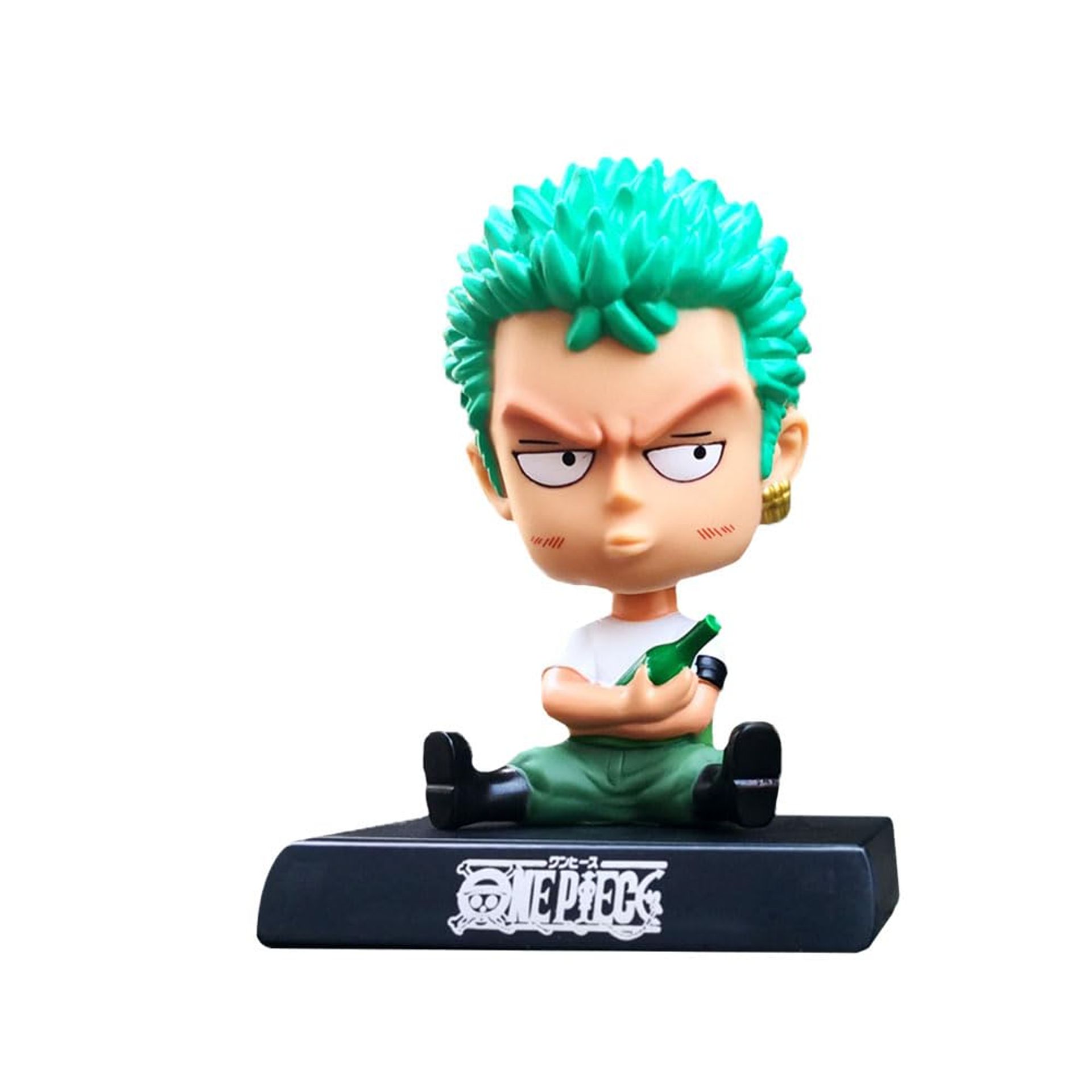 ZKTSRY One Piece Bobbleheads Anime Luffy Action Figure，Shaking Head Phone Bracket, Car Dashboard Decorative，Classics Anime Figures Model for Home, Car, Desk and Computer Decorations (Zoro)
