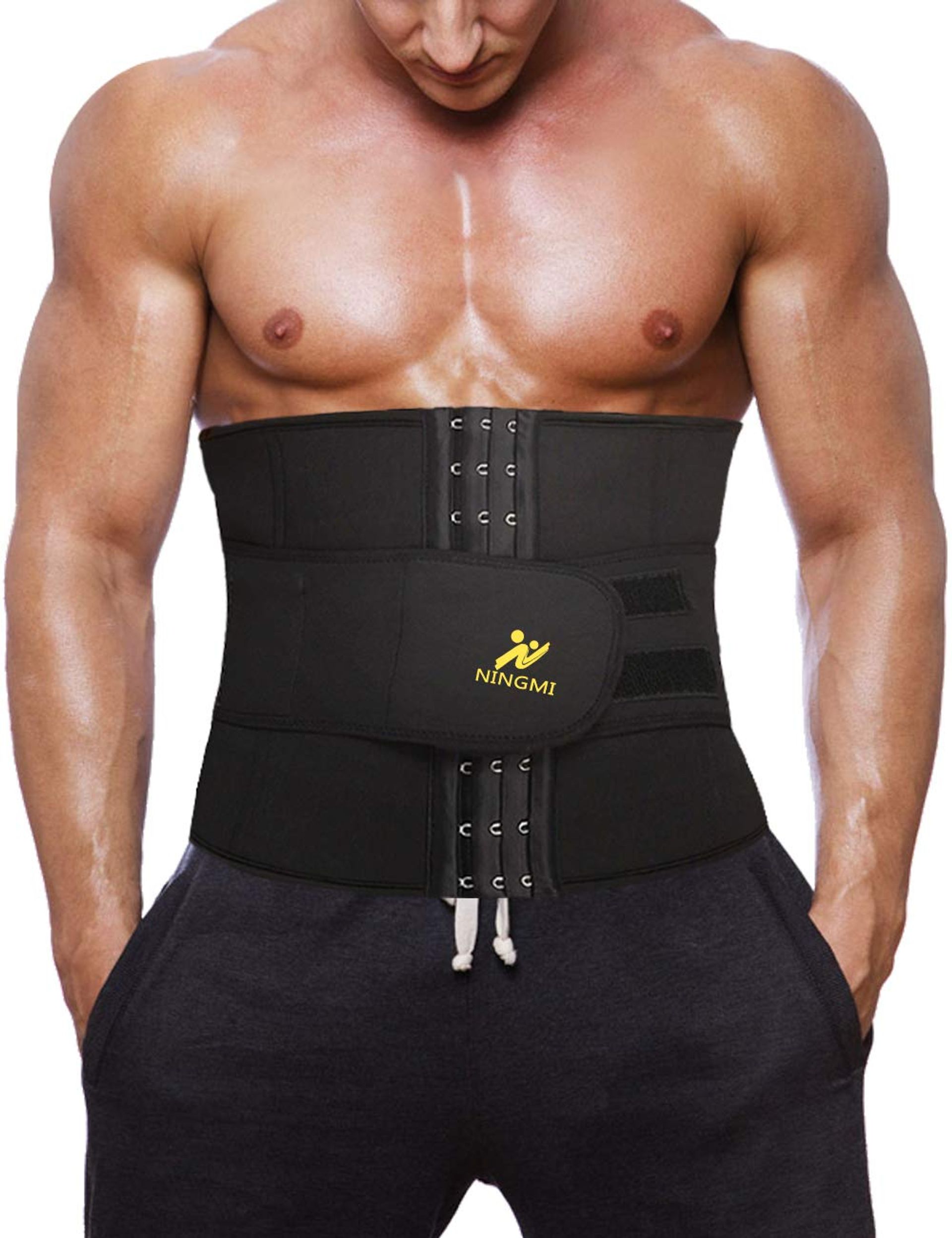 Waist Trimmer Neoprene Sweat Belt Adjustable Sauna Slimming Trainer for Fitness - Black S