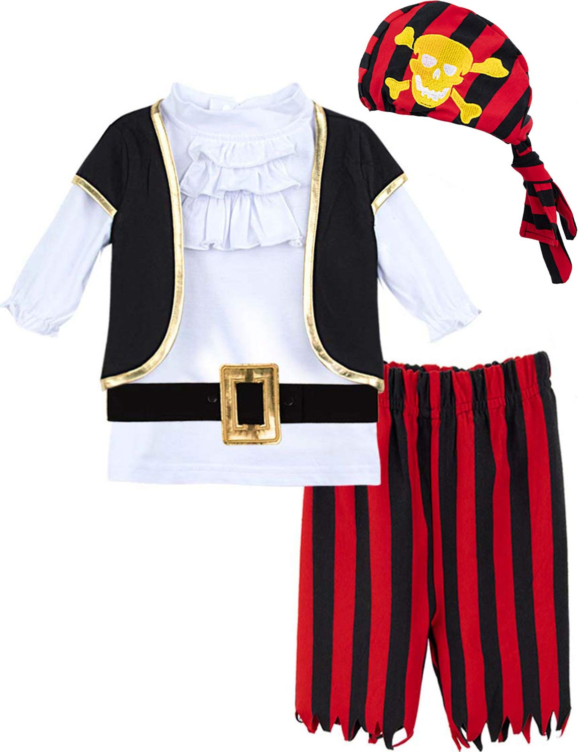 Baby Boys Pirate Outfit Fancy Dress Costume Set Carnival Clothes - White 3 Years