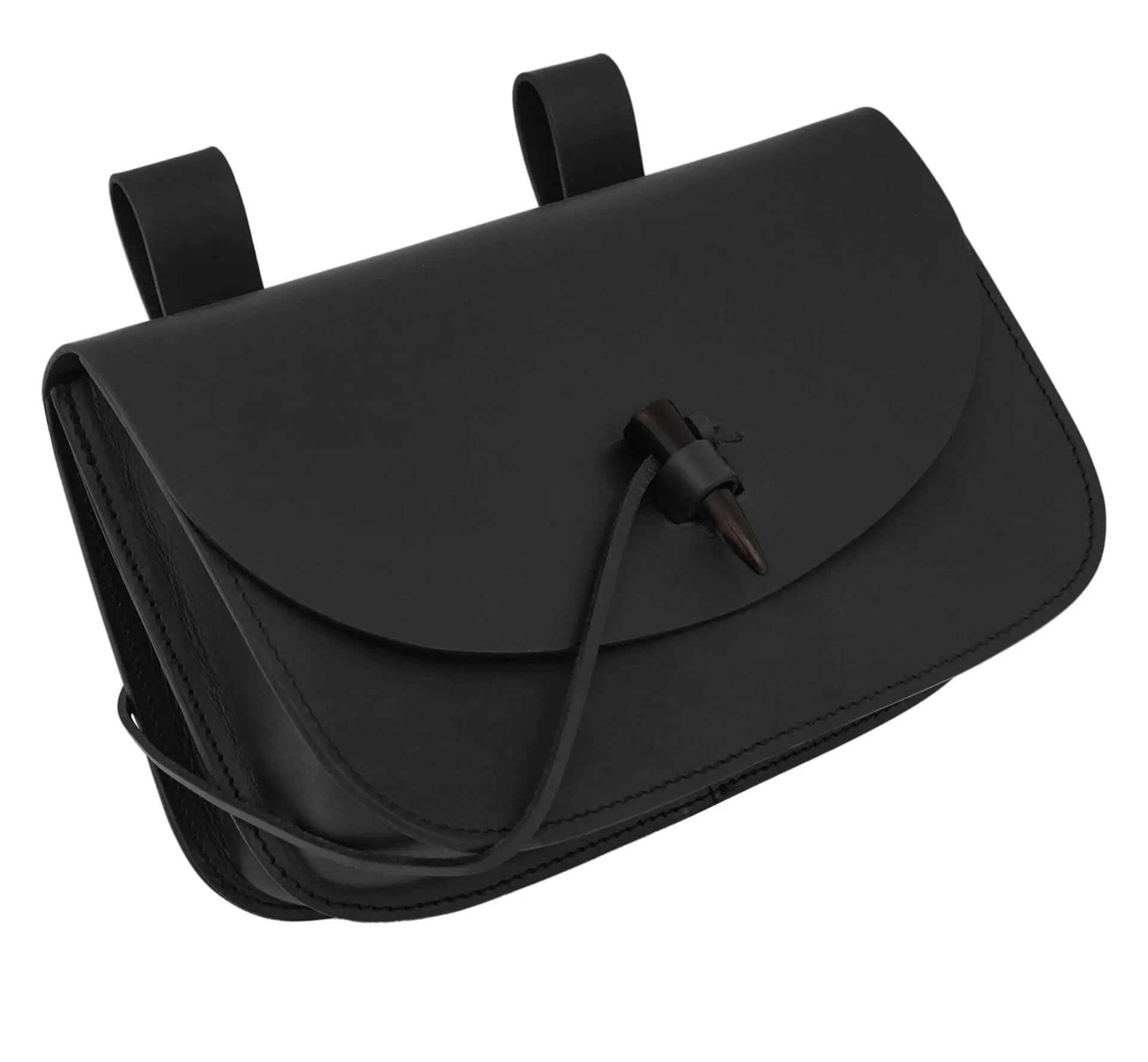 Medieval Renaissance Belt Pouch Vintage Waist Bag for Cosplay & Role Play - Black 9.6” × 6.5”