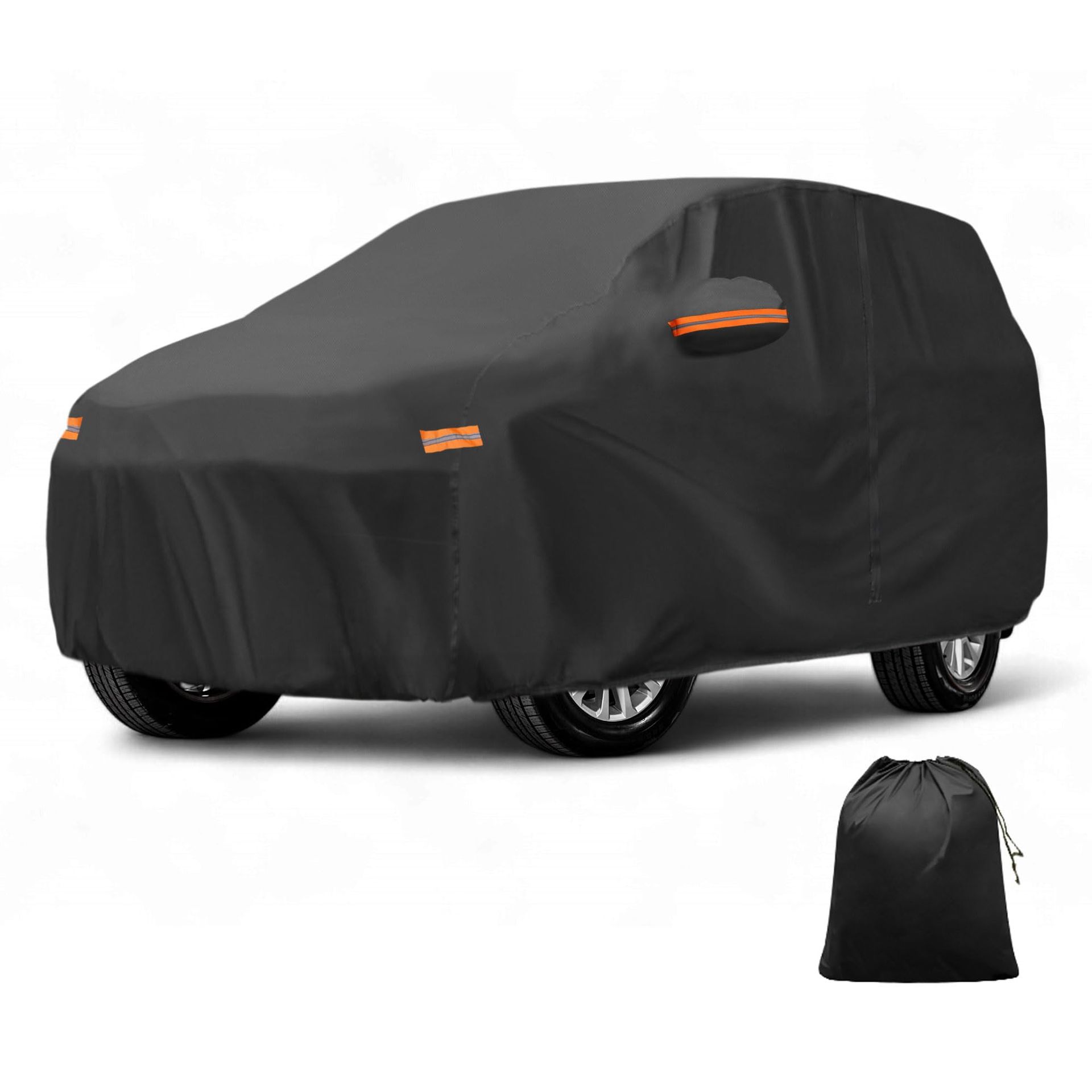 Car Cover Outdoor Waterproof Sun Rain Snow Hail Protection with Left Side Zipper 210D-PU for Toyota Land Cruiser - Black 500x200x165cm