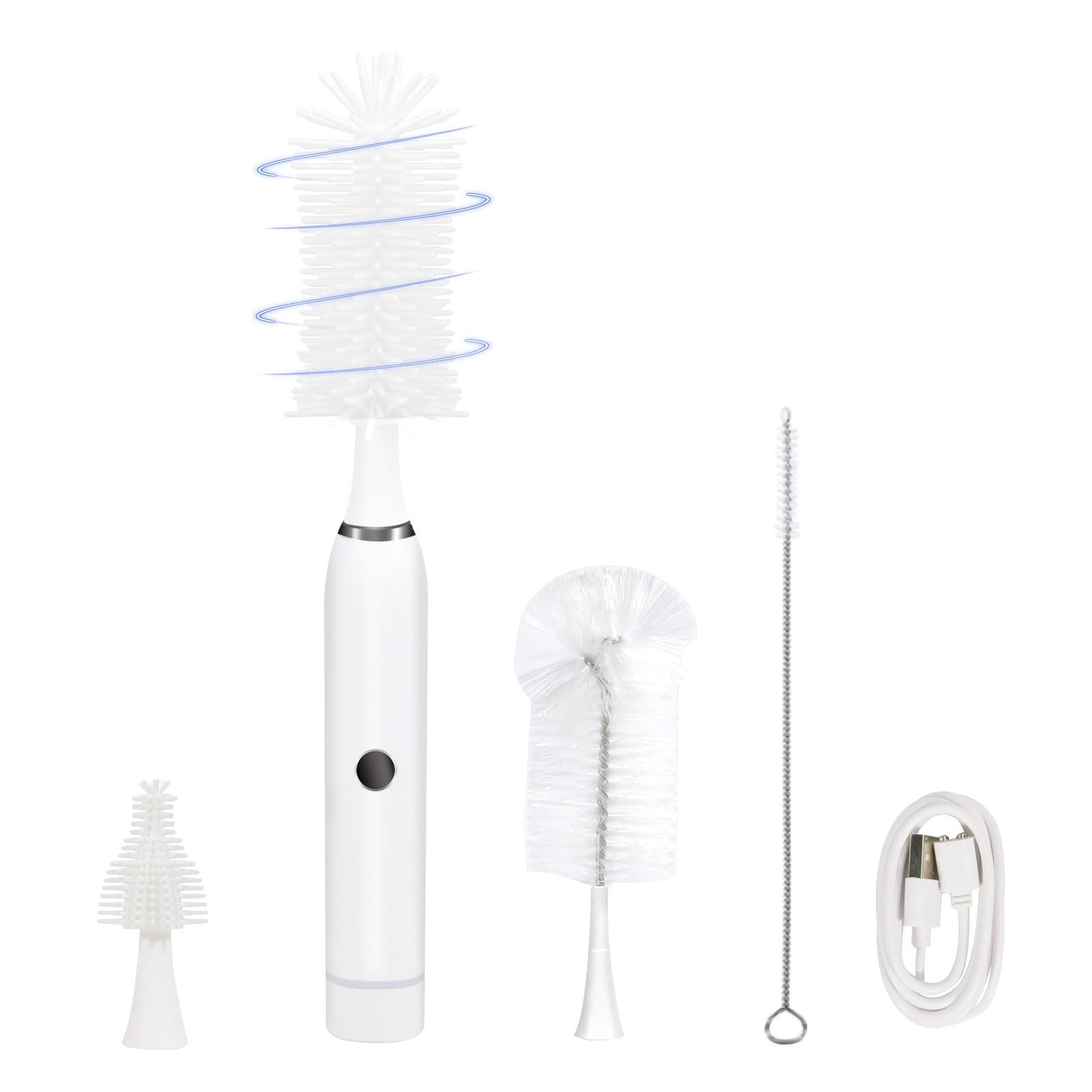 Electric Feeding Bottle Cleaner Set with 1800mAh Rechargeable Brush & Lanyard | Baby Bottle Brush for Milk/Water Cleaning | Practical New Mum Gifts & Kitchen Essentials
