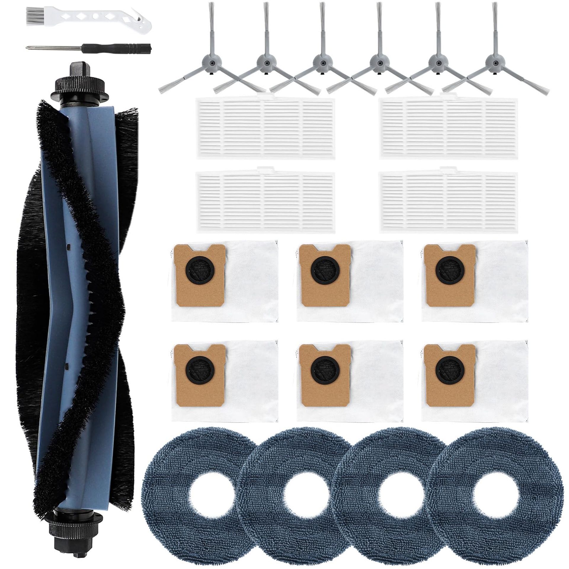 Accessories Kit for eufy Omni C20 Robot Vacuum Cleaner with Replacement Brushes, Filters, Mopping Pads and Dust Bags (22PCS) - Blue Black Small