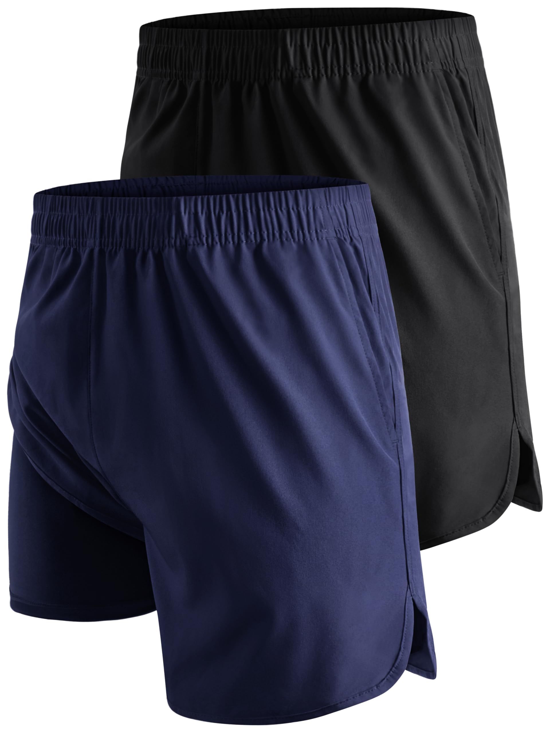 Men's 2-in-1 Sports Shorts Lightweight Gym Running Training with Pockets - Multicolour XXL