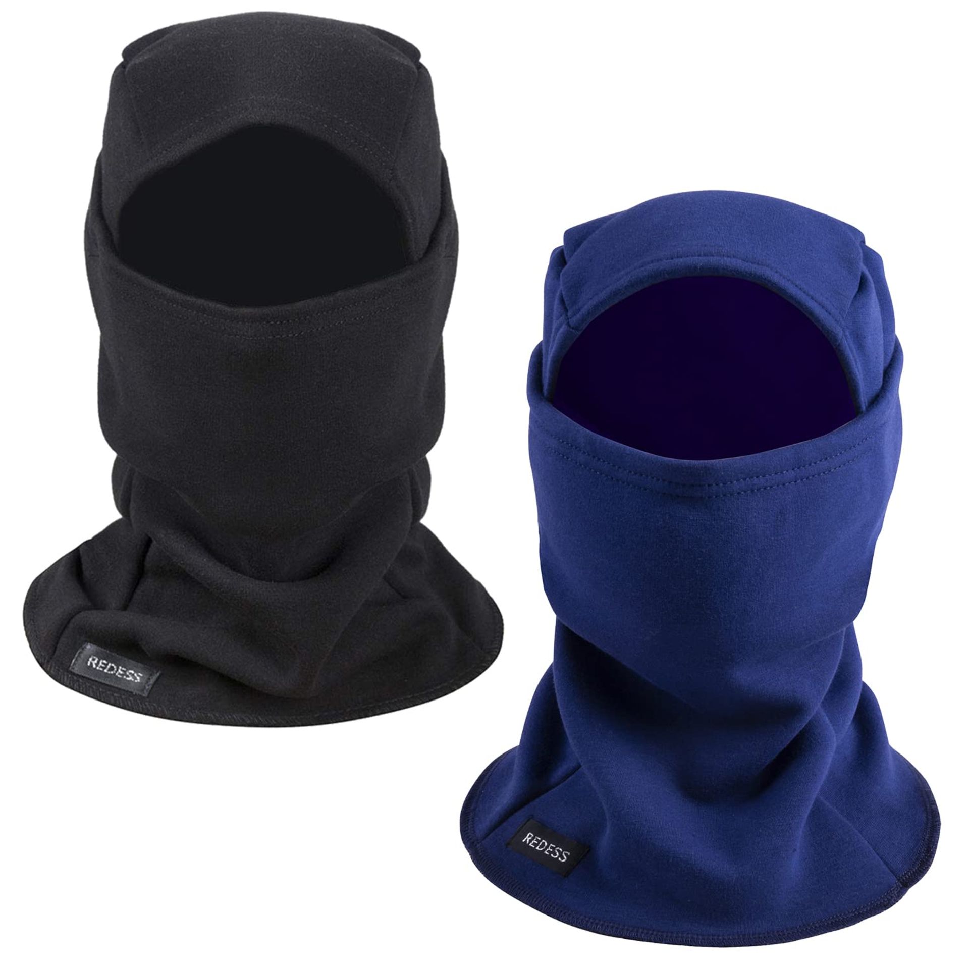 Thermal Fleece Balaclava Windproof Ski & Motorcycle Face Mask for Winter Sports - Black+Navy One Size