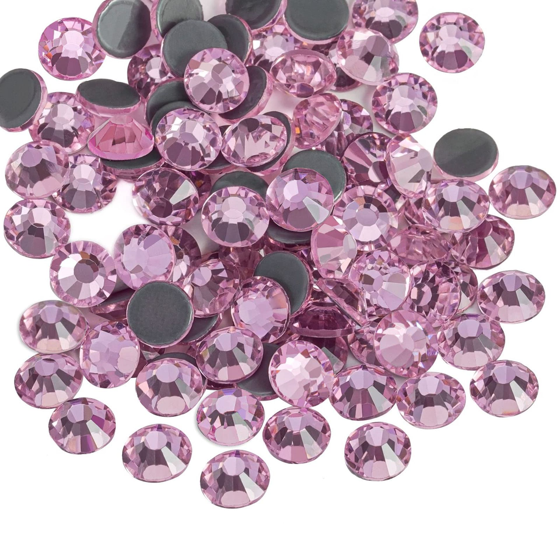 Light Pink Hotfix Rhinestones, 288pcs Flatback Crystal for Crafts & Clothes DIY, SS30, 6.3-6.5mm