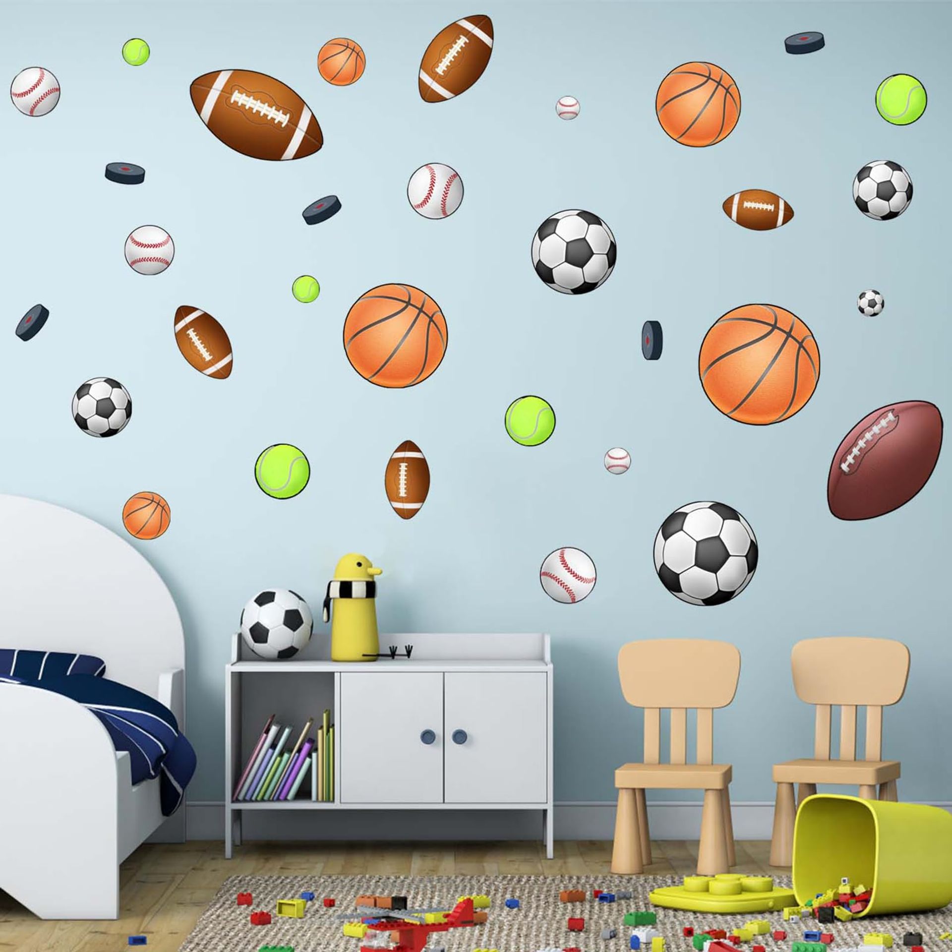 Amimagen Sports Wall Stickers for Boys Bedroom - Basketball, Football & More Decals