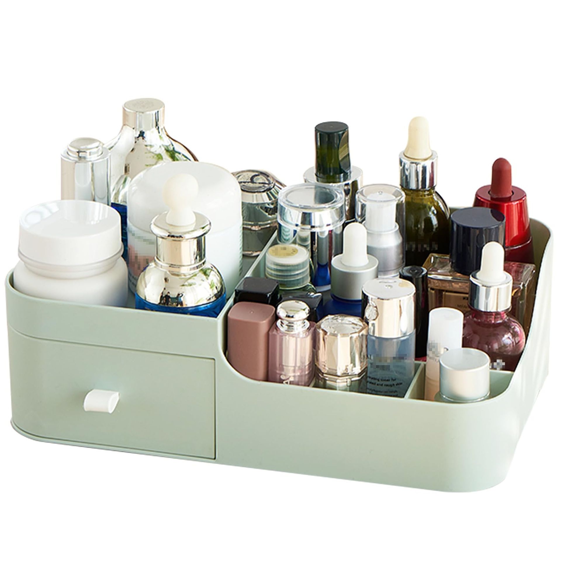 Makeup Organiser with Drawers Multi-Compartment Storage for Cosmetics, Skincare & Desk Accessories - Green Small - Valentines
