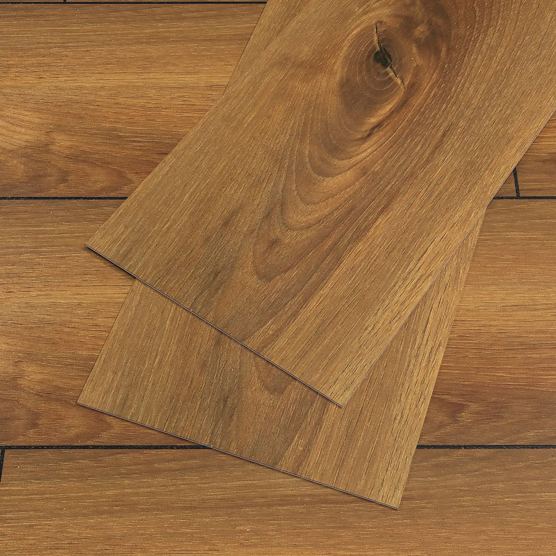 Self-Adhesive Vinyl Floor Tiles Waterproof Wood Effect Easy Install 12 Pack - Brown 90cm×15cm