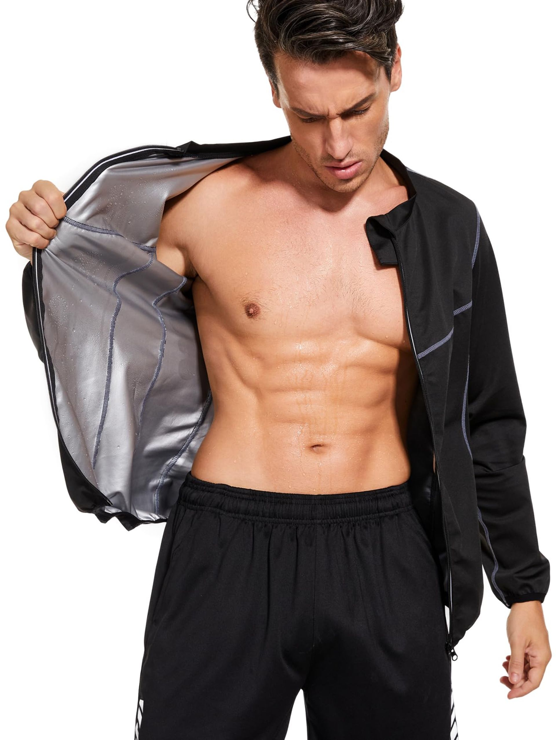 Men's Long Sleeve Sauna Sweat Shirt for Weight Loss, Gym & Running Performance