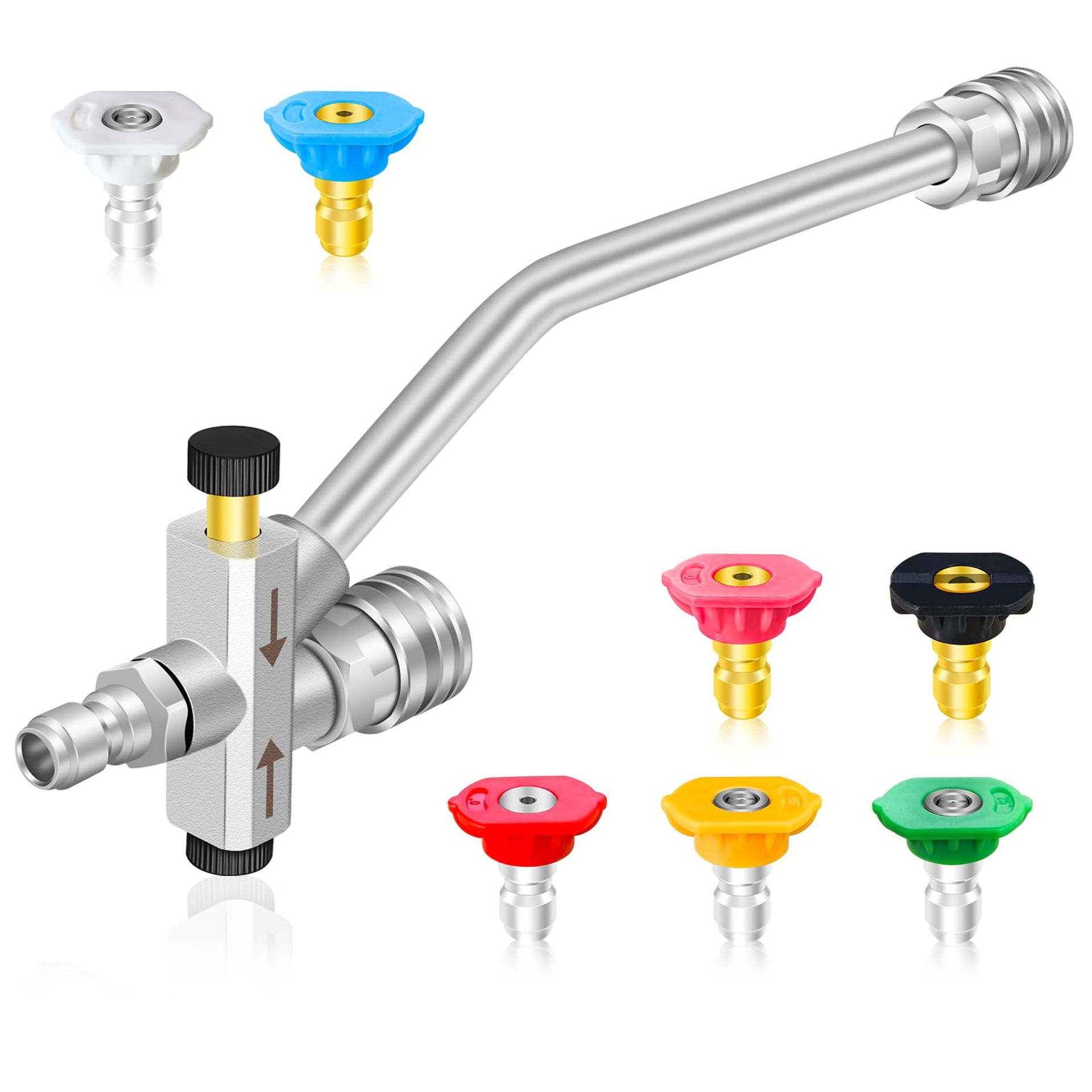 Foam Cannon Dual-Connector Pressure Washer Attachment with Quick Connect Wand & 7 Nozzles for Car & Motorcycle Cleaning