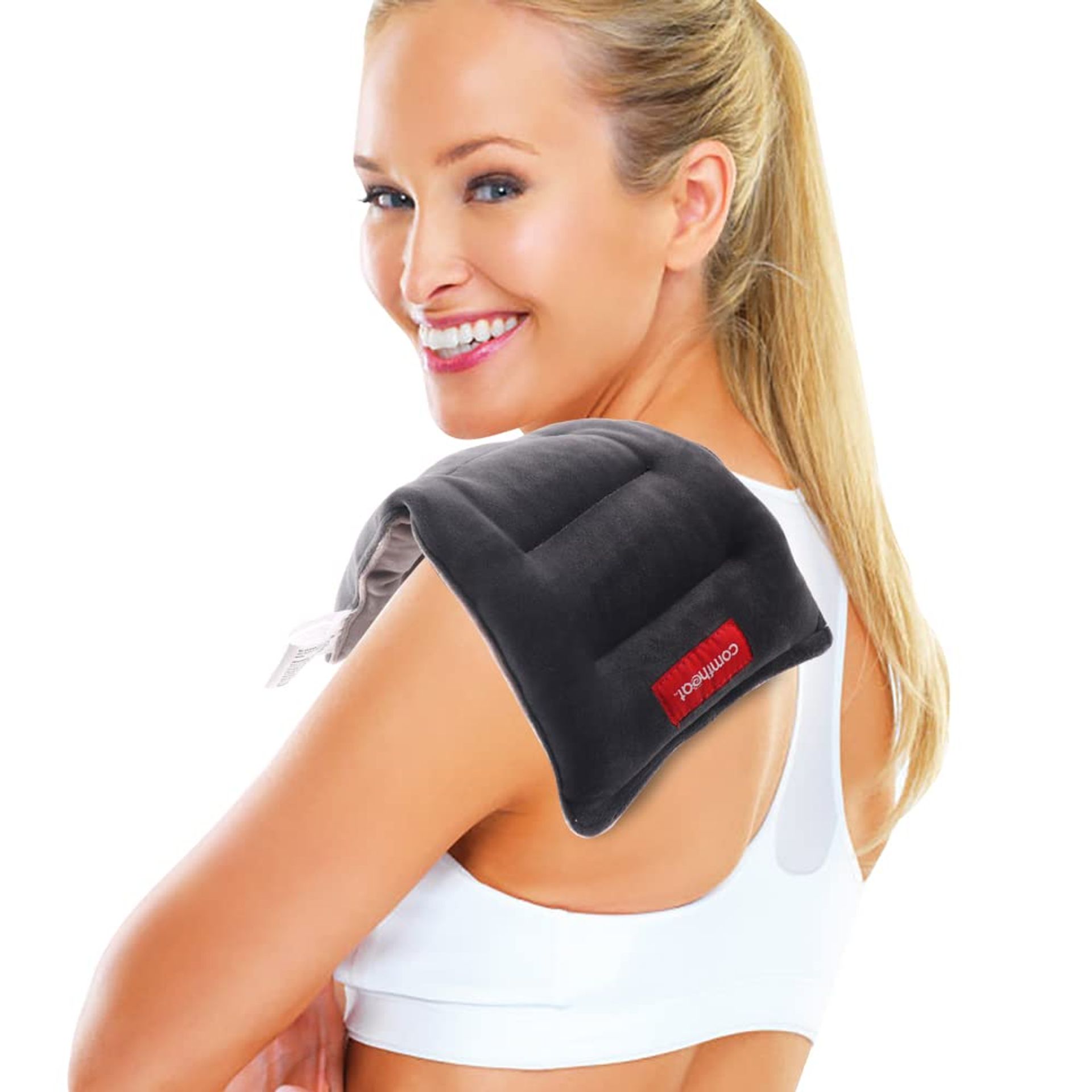 Comfheat Microwaveable Small Flaxseed Bag, Moist Wheat Bag for Back Pain Relief, 10.5" x 5.5" 0.99 Pounds Weighted Moist Heat Pack, Relief of Back Neck and Shoulder, Cramps Pain, Hot Cold Compress