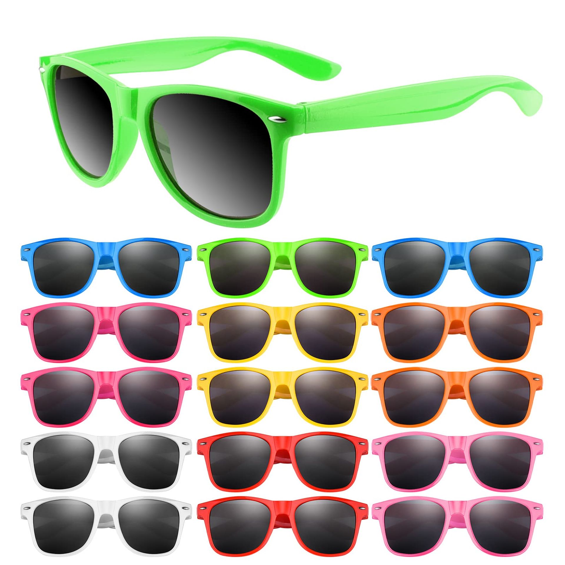 48 Pack Kids Sunglasses Bulk Party Favours – Neon Colours for Birthdays, Beach, Weddings & Outdoor Fun