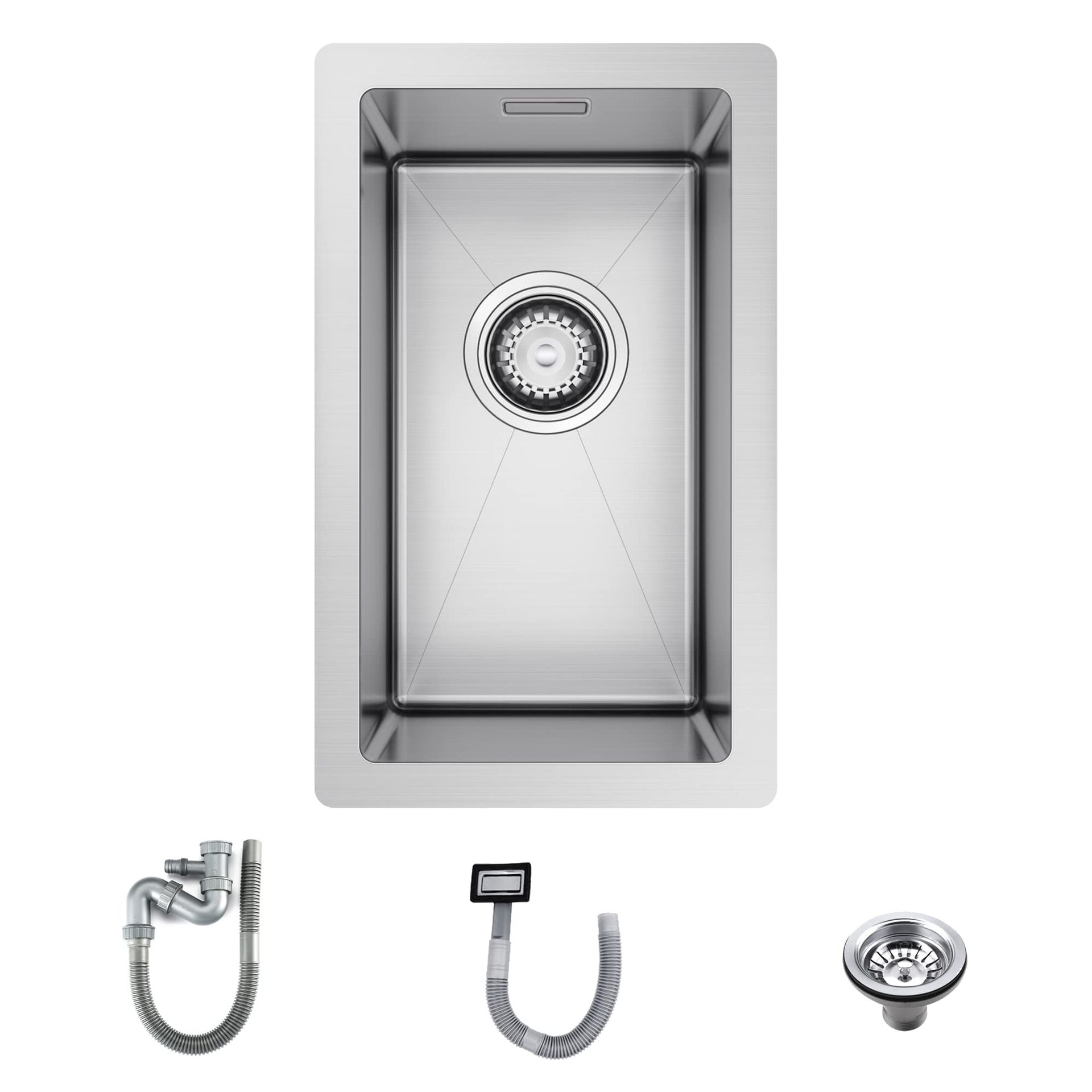 Stainless Steel Single Bowl Kitchen Sink Inset or Undermount Quiet Design Anti‑Condensation Coating - Silver 26 x 43 x 21.5 cm