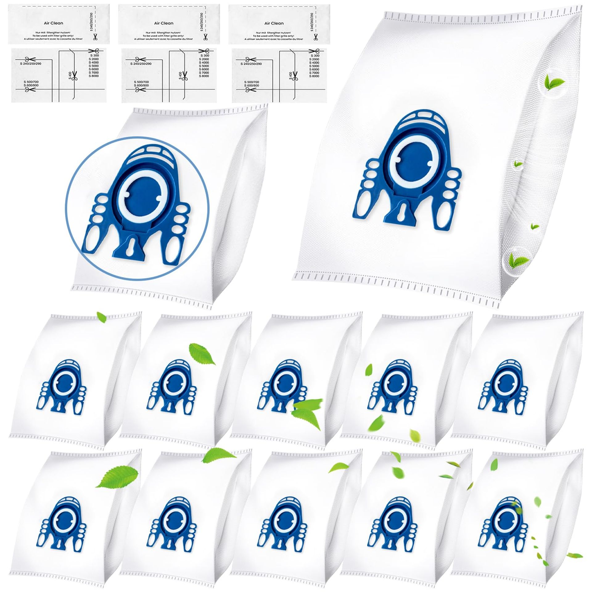 12 Pack Vacuum Cleaner Bags for Miele GN - Compatible with Classic C1, C2, C3, S2, S5, S8 Series