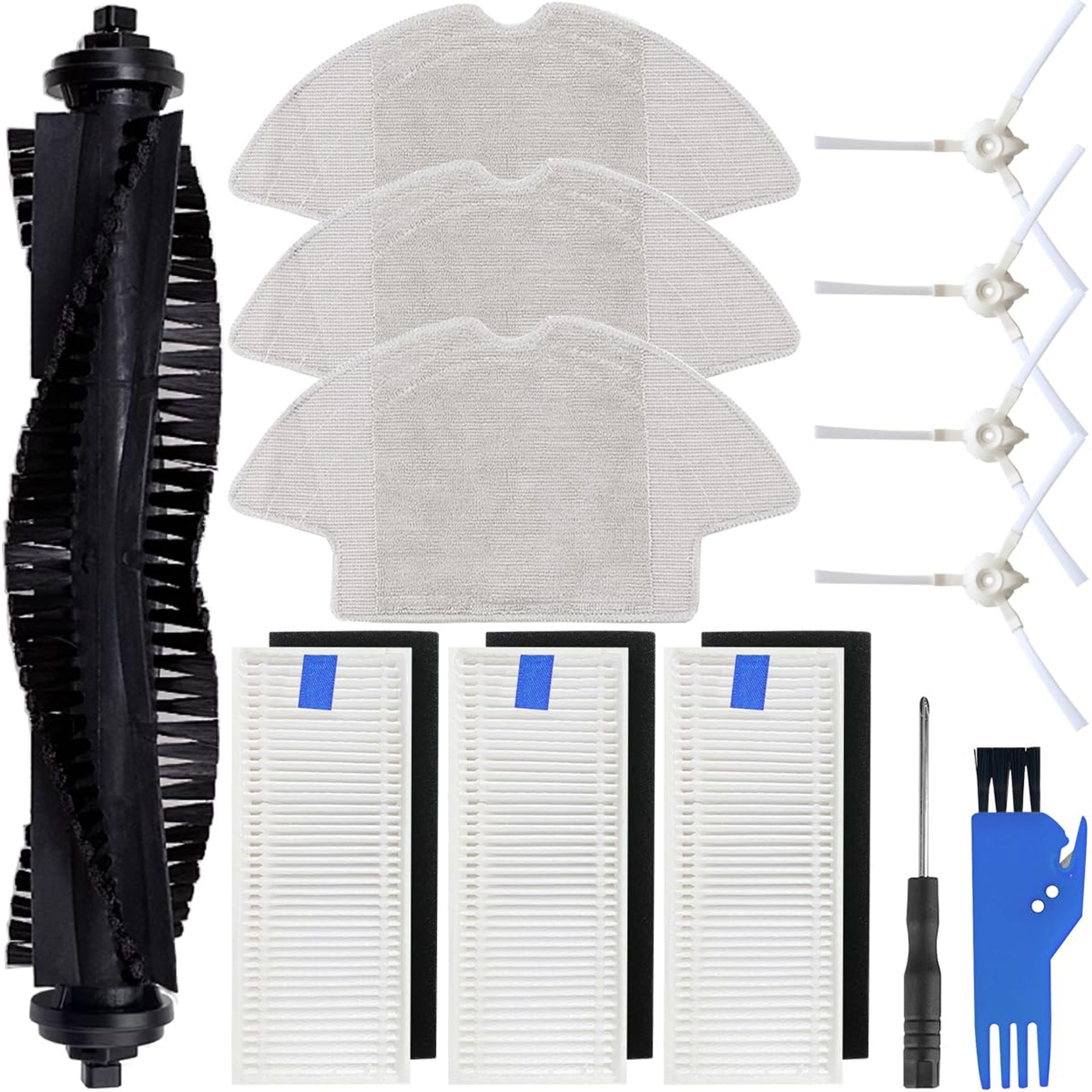 Replacement Parts Kit for 360 S6 Robot Vacuum Cleaner with Main Brush, Side Brushes, HEPA Filters & Mop Pads - White SR-QA-604