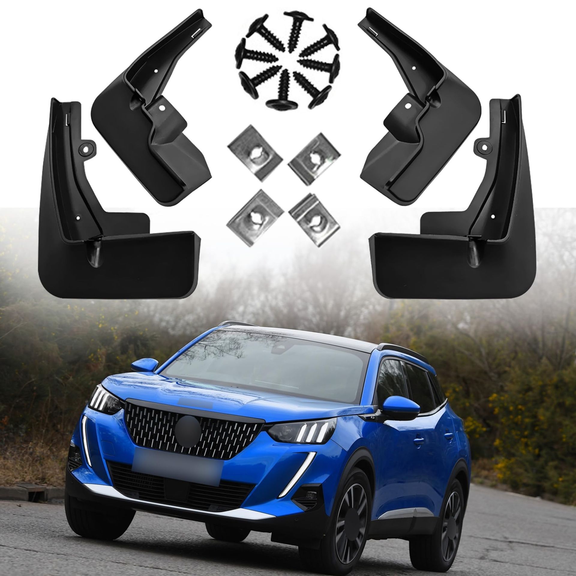 Mud Flaps for Peugeot 2008/e-2008 GT Line 2020-2025 - Set of 4 Flexible Splash Guards, No Drilling Required