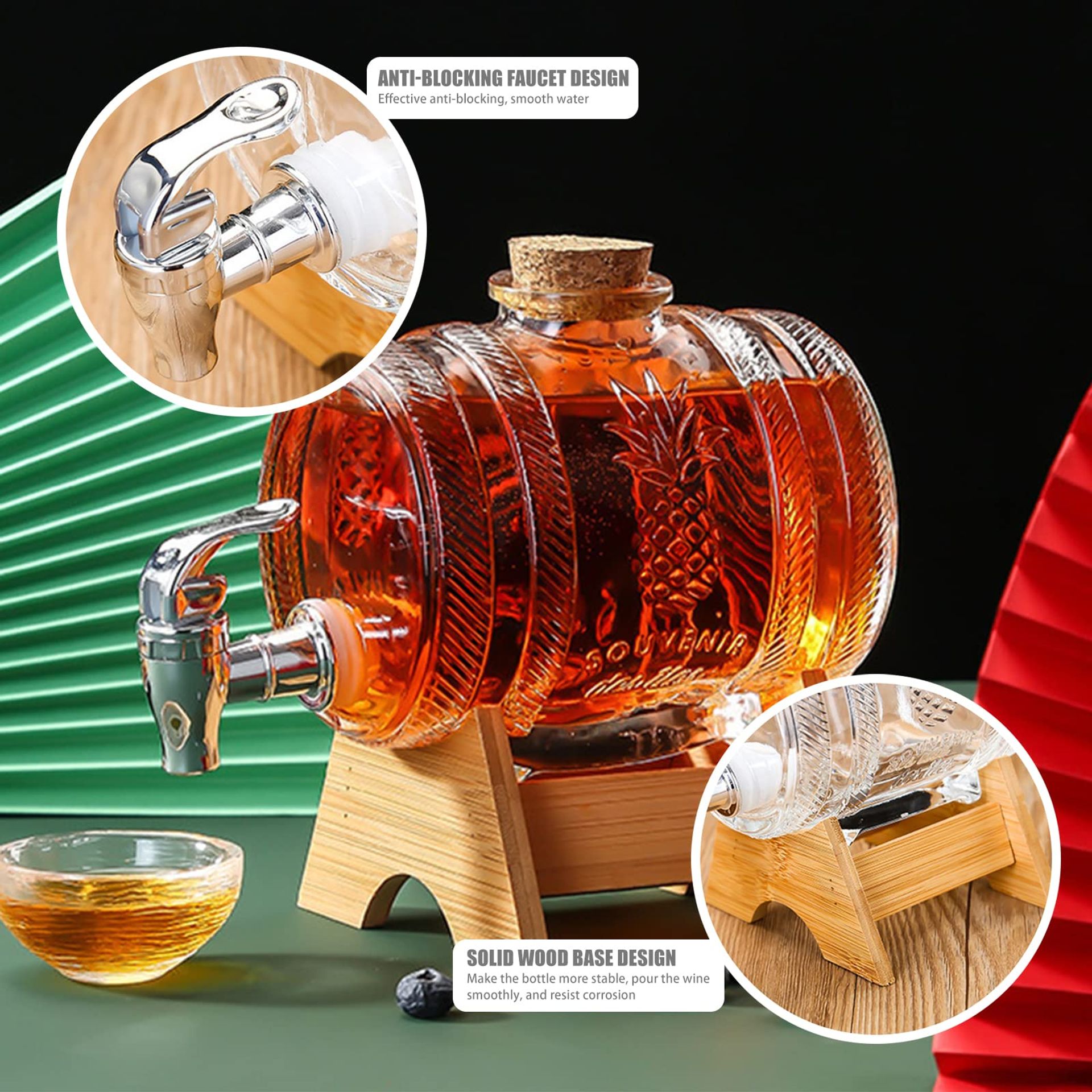 Gibson Home 146 Fl. Oz. Duval Glass Beverage Dispenser With Wooden Lid And Handle 985117163M - The Home Depot - View #9