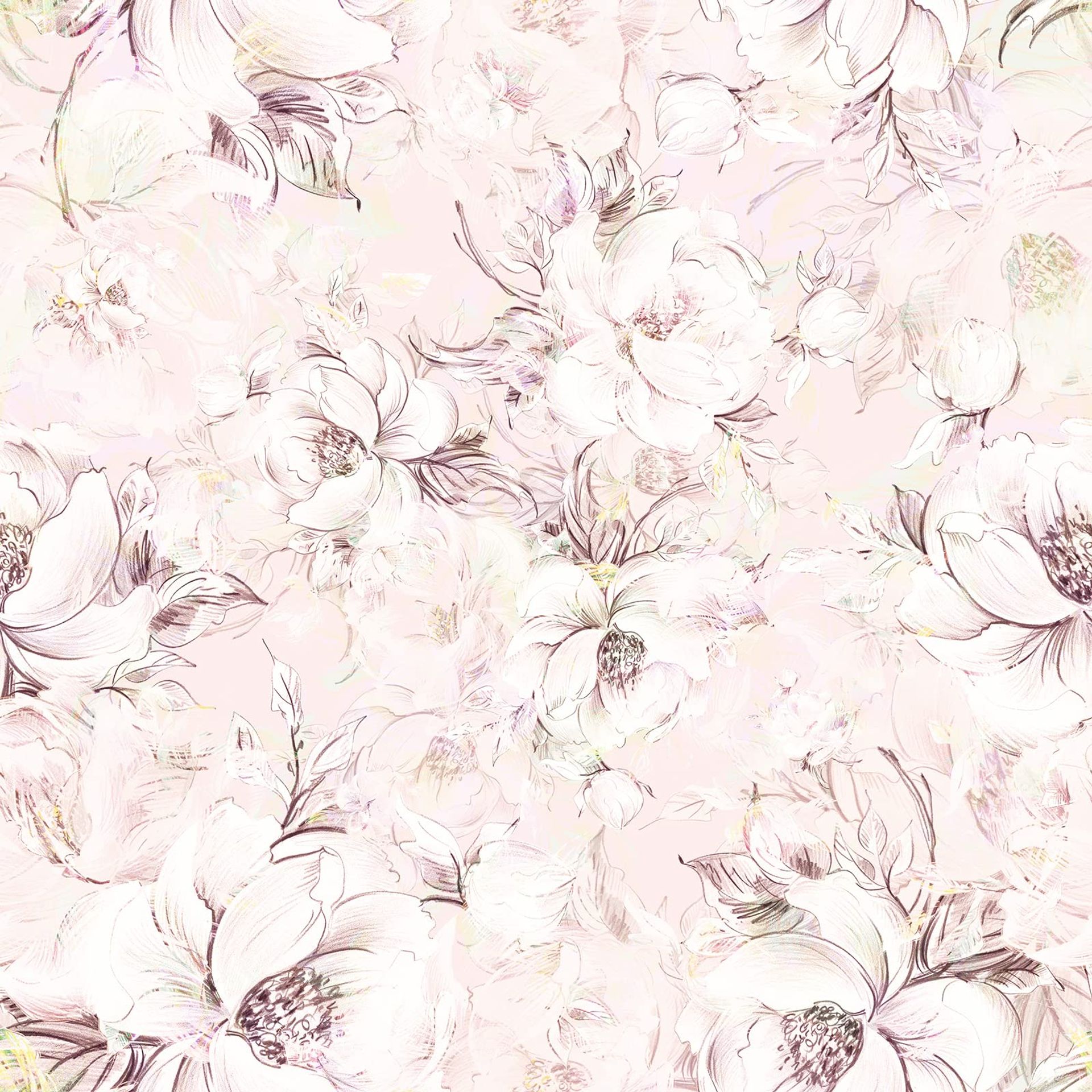 Self Adhesive Wallpaper Waterproof Peel and Stick Floral Design for Bedroom Bathroom Walls - Light Pink Floral 44.5x304.8cm