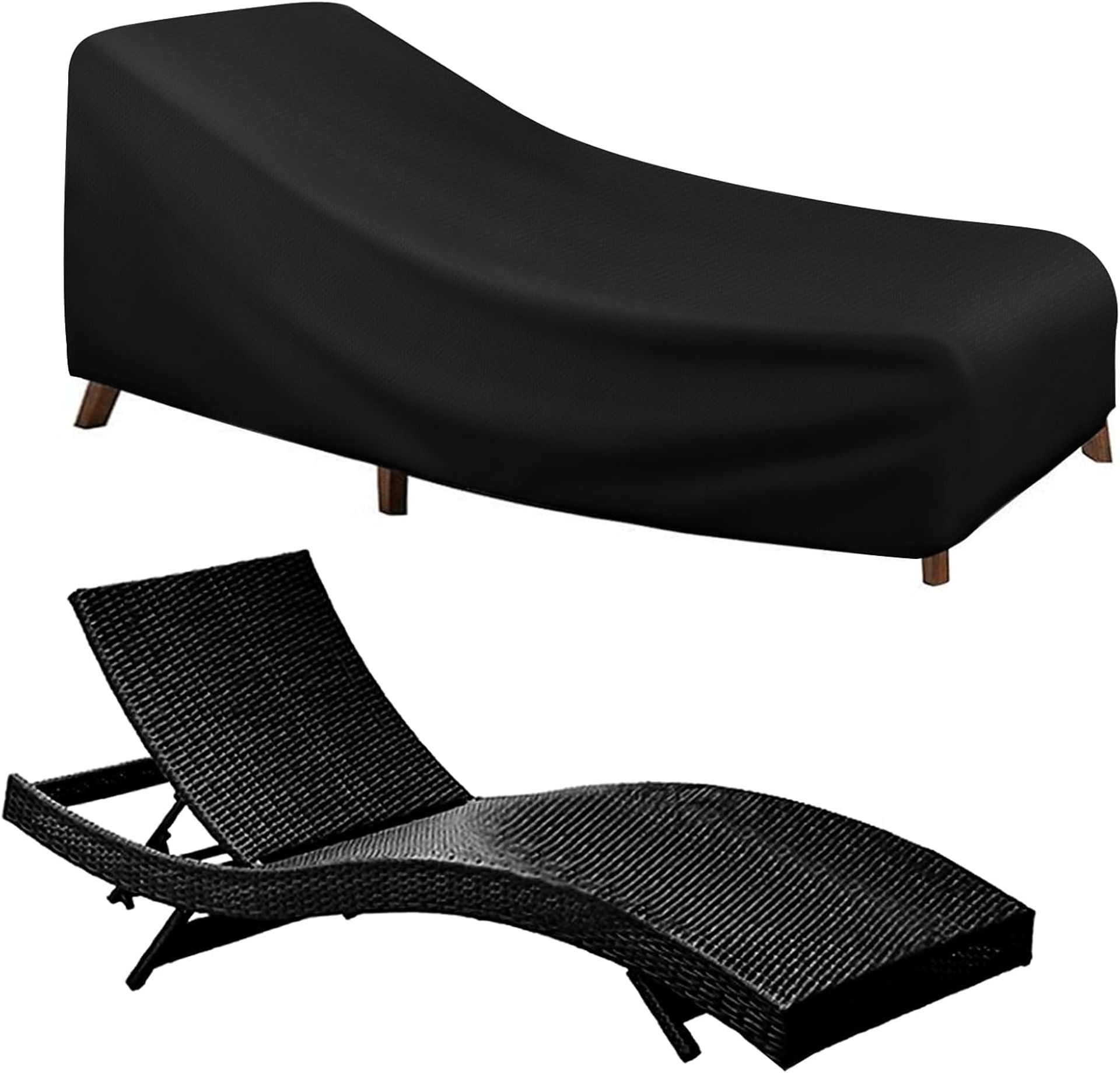 Waterproof Sun Lounger Cover 208x76x79cm - Heavy Duty 420D Oxford Fabric, UV & Windproof Outdoor Recliner Protector with Buckle