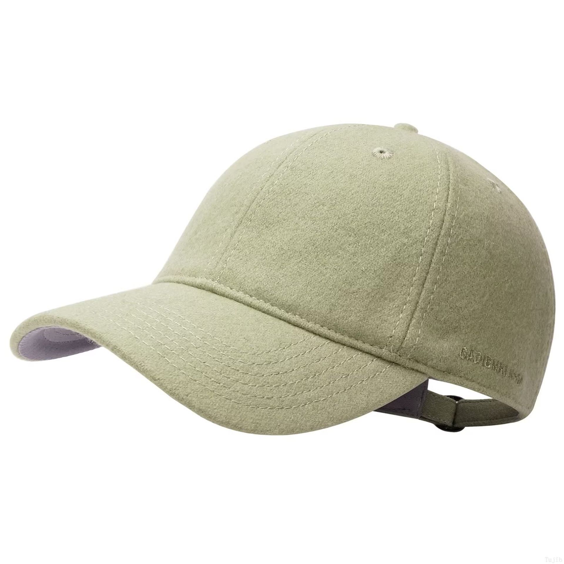 Winter Wool Baseball Cap, Warm Trucker Hat for Men & Women, Light Green, Unstructured Design