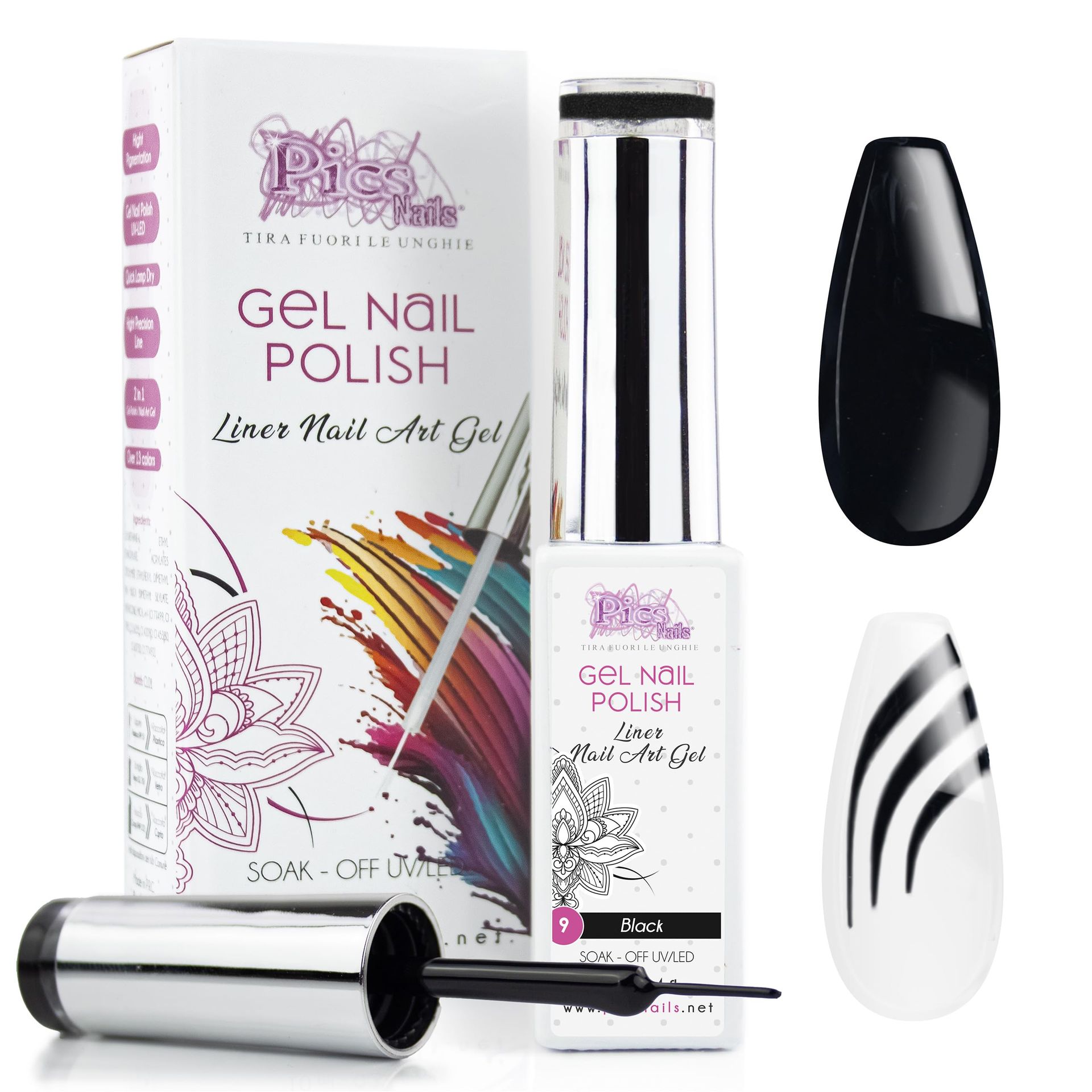High Precision 10ml Black Gel Nail Polish for Art & French Manicure