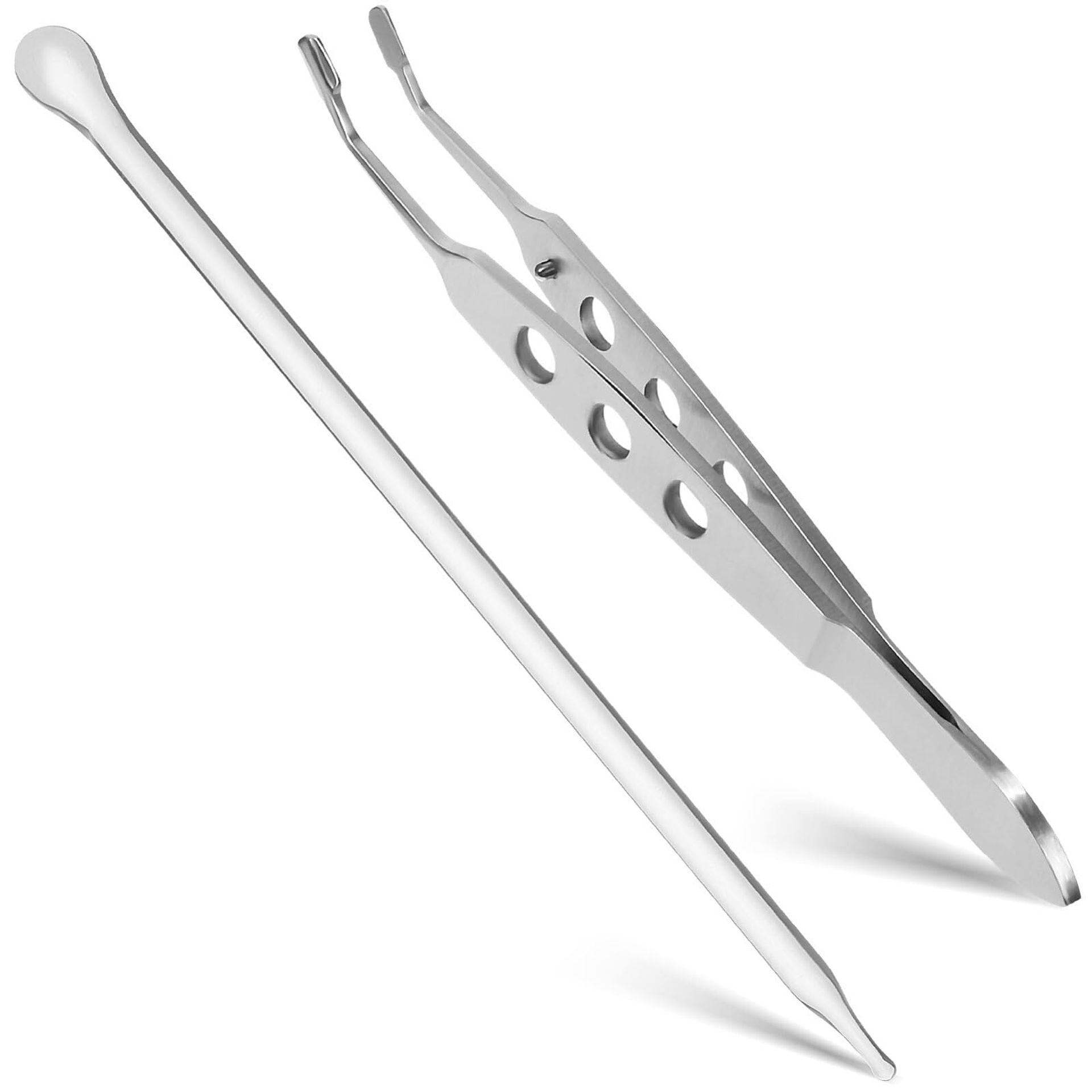 ULTECHNOVO Meibomian Gland Expressor Forceps Premium Eyelid Massage Tweezers Dry Eye Relief Eyelid Gland Care Clean Tools Kit for Dry Eyes, Rectangle Tip