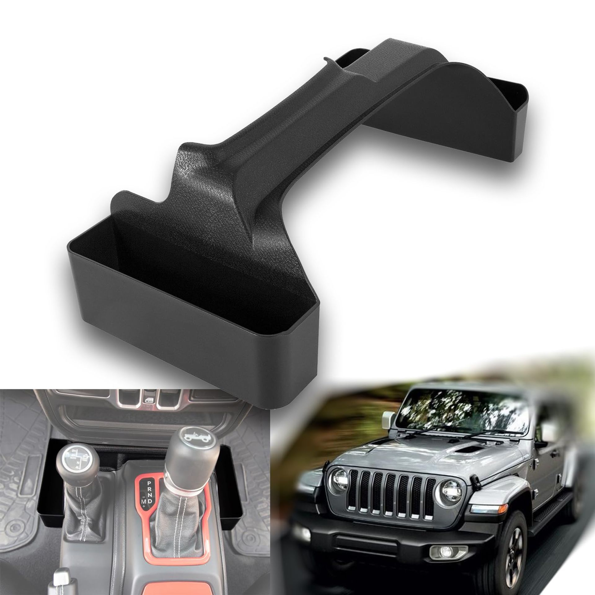 Gear Shift Storage Box Organiser for Wrangler JL JLU & Gladiator JT 2018–2022 Durable ABS Car Console Accessory - Black ct0002