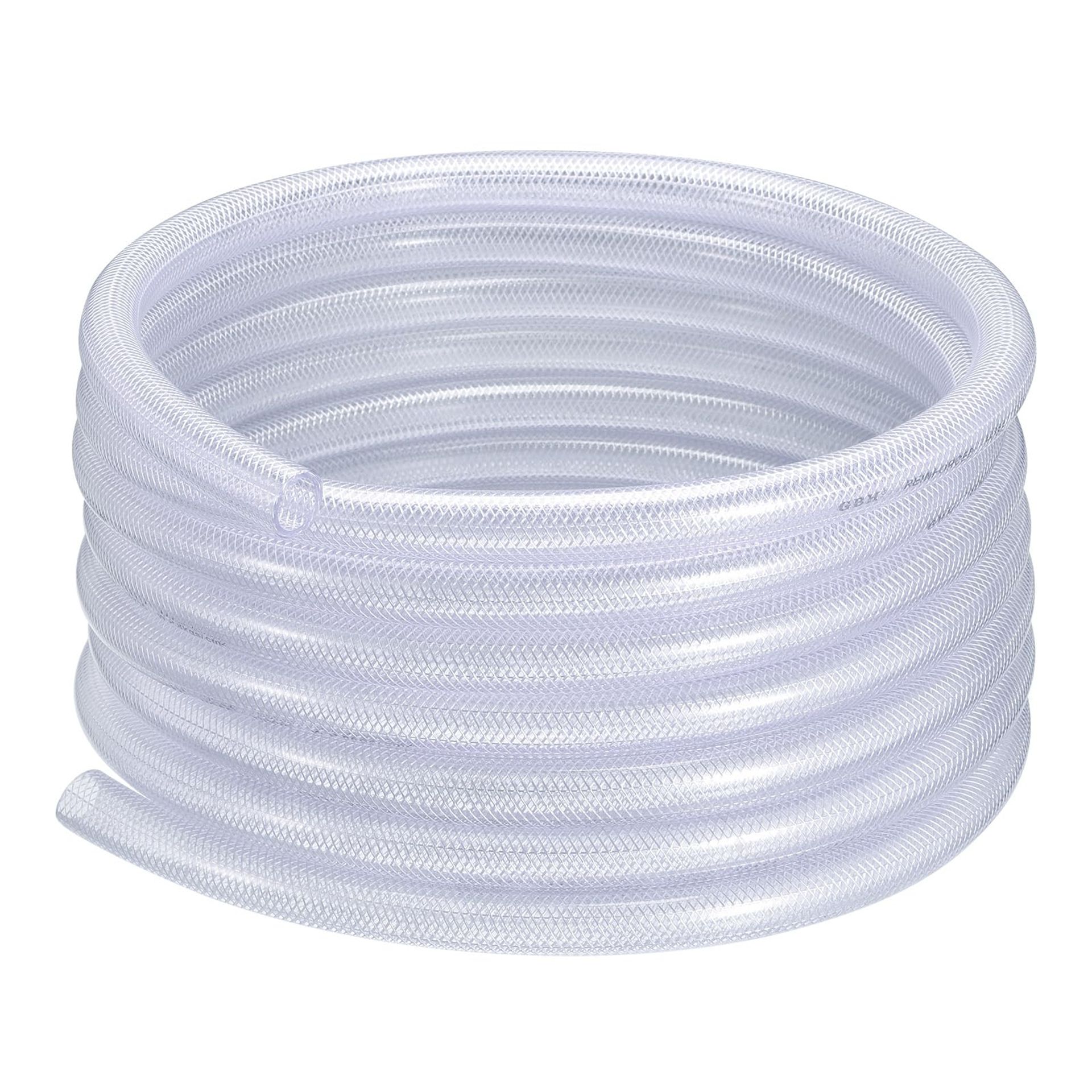 Clear PVC Braided Reinforced Tube 3/4" ID x 1" OD 50ft Flexible Hose Pipe for High Pressure Water & Air Transfer