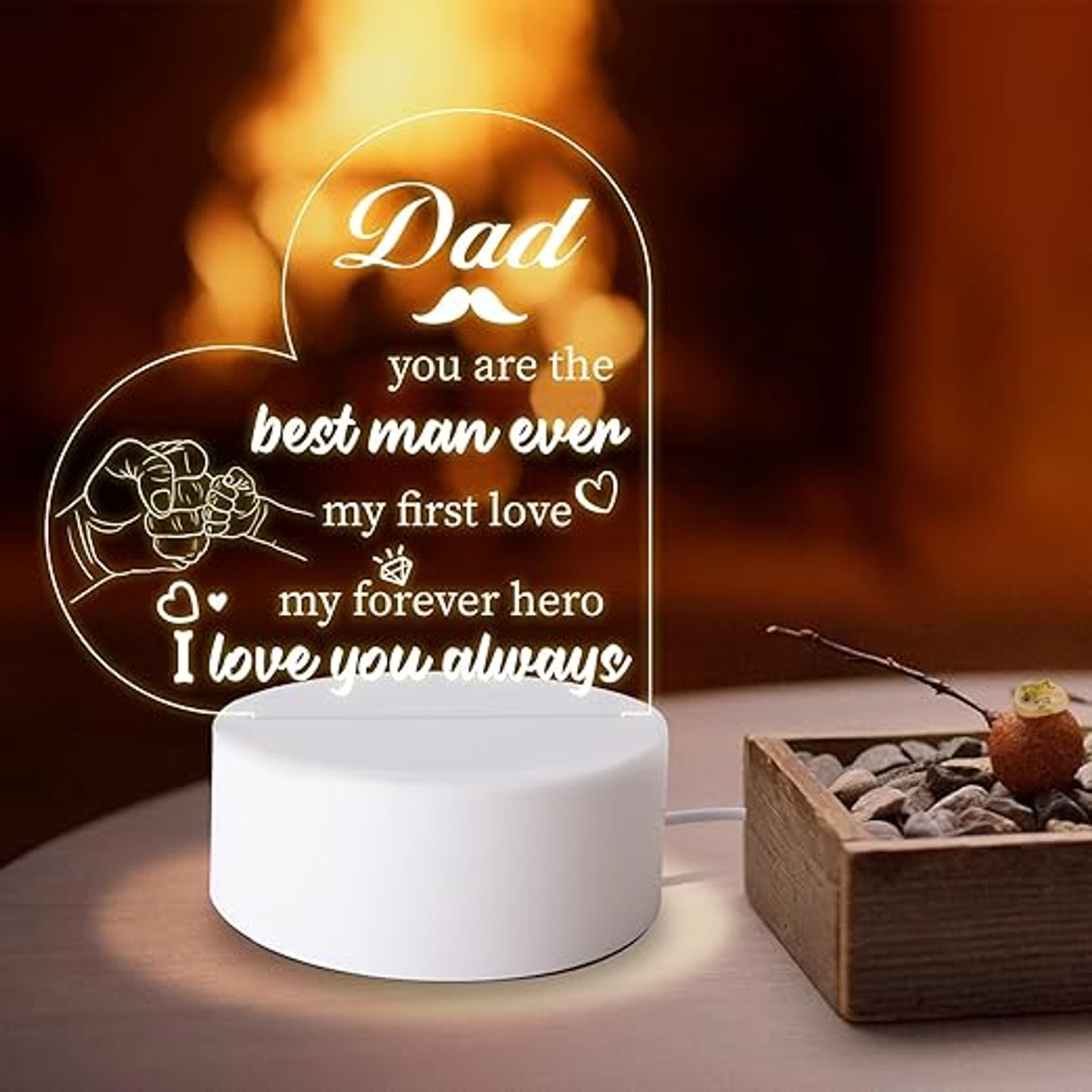 Awroutdoor Personalised LED Night Light for Dad & Son - Perfect Birthday Gift
