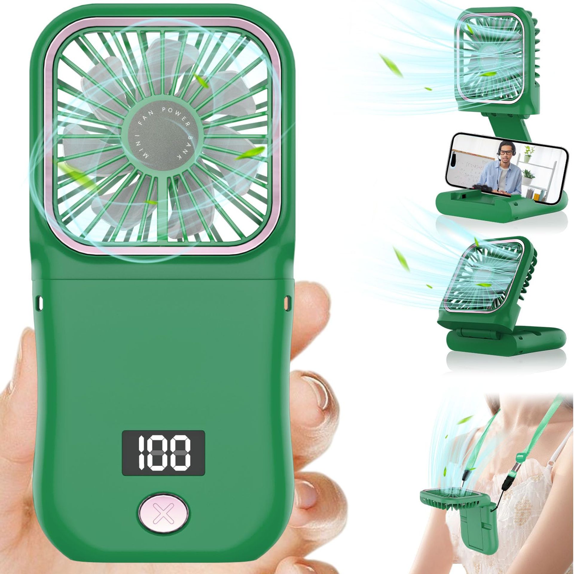 Portable USB Rechargeable Handheld Fan - Quiet, Compact & Cordless Cooling for Travel & Camping