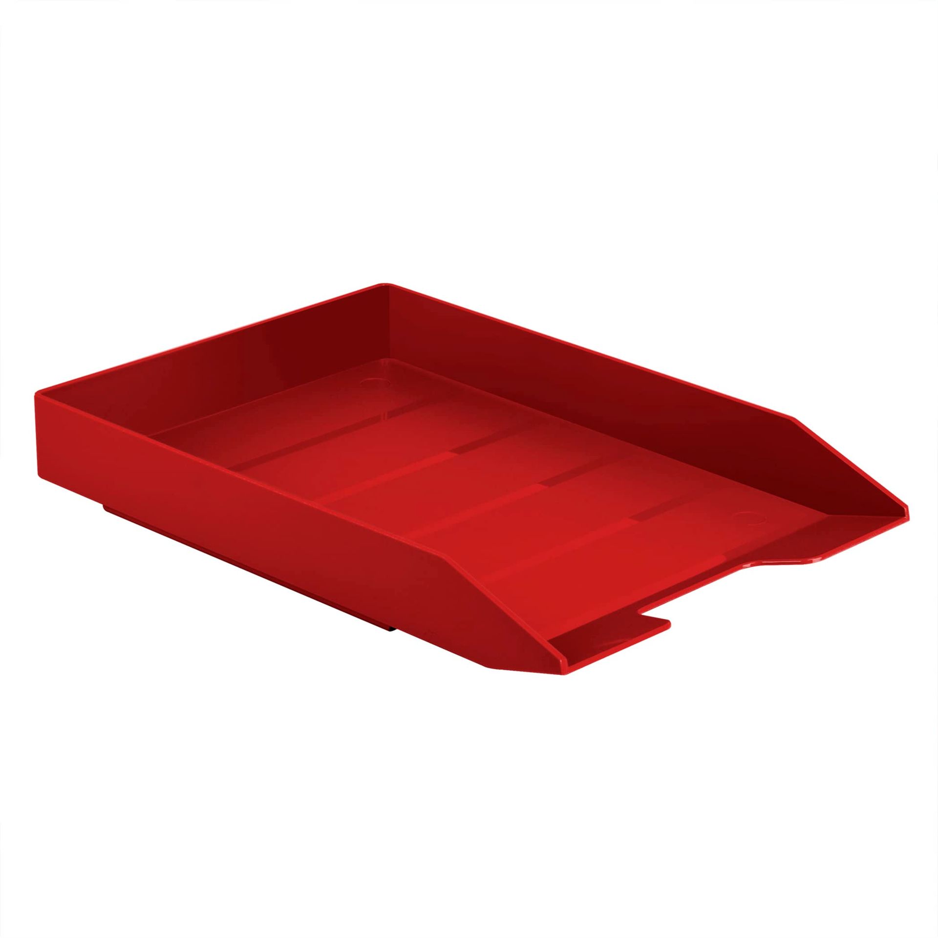 Stackable Red Letter Tray - Durable Plastic, Front Load, Ideal for Office & Home