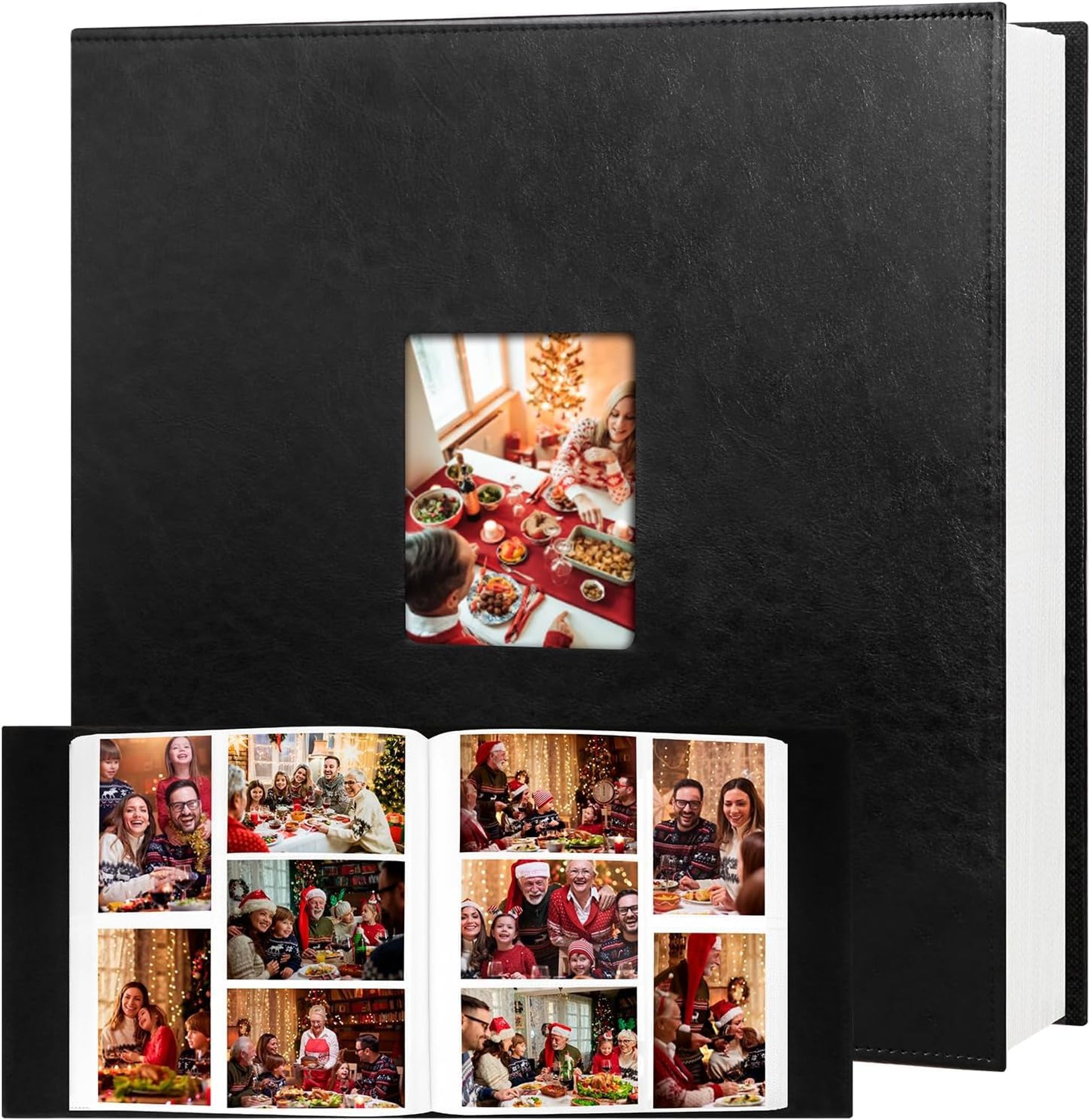 Extra Large Photo Album 6x4 Holds 700 Photos Leather Cover Acid-Free Pages - Black Large