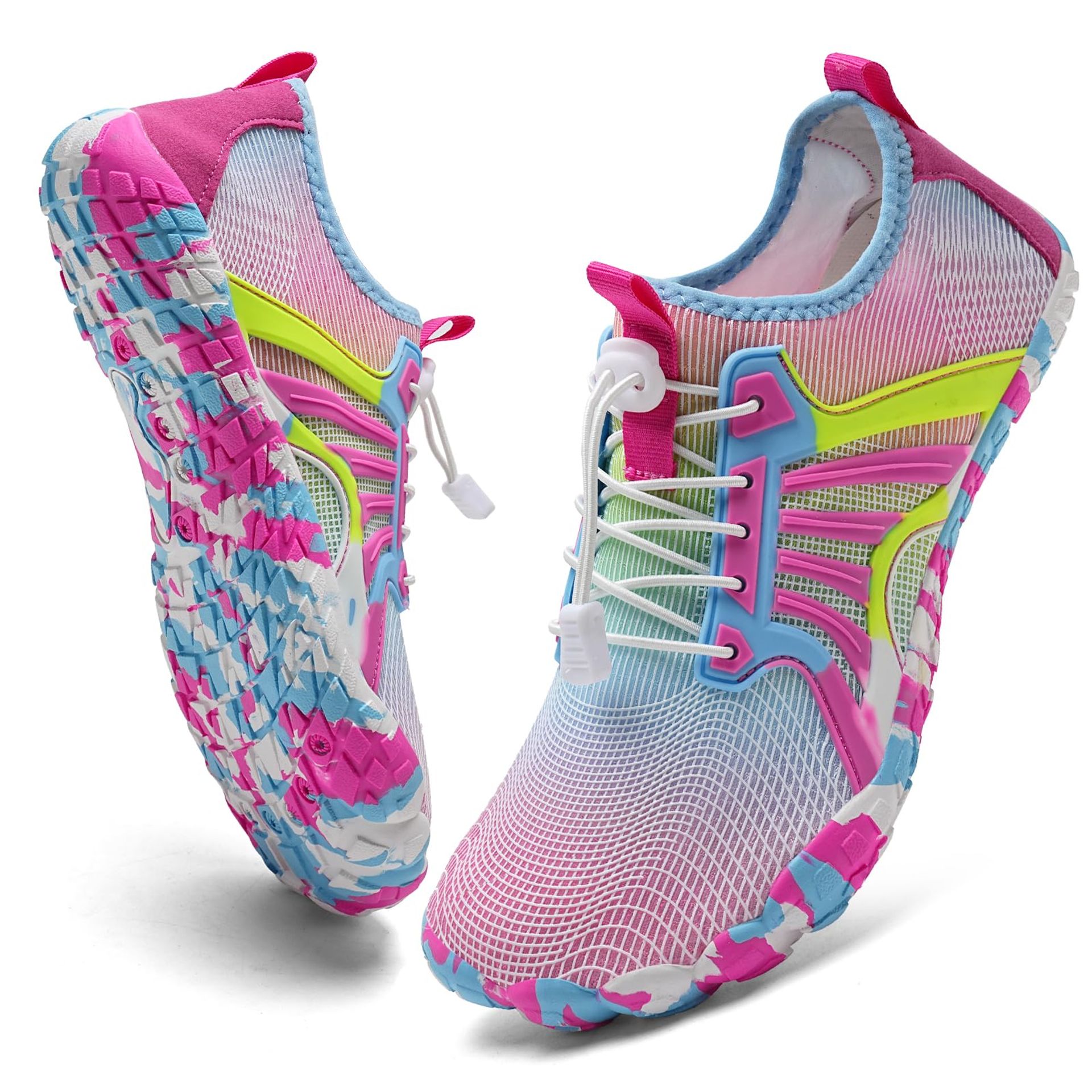 Men's & Women's Barefoot Water Shoes Lightweight Quick-Dry Slip-Resistant for Beach, Swimming, Hiking & Outdoor Sports - Blue Pink UK 5.5