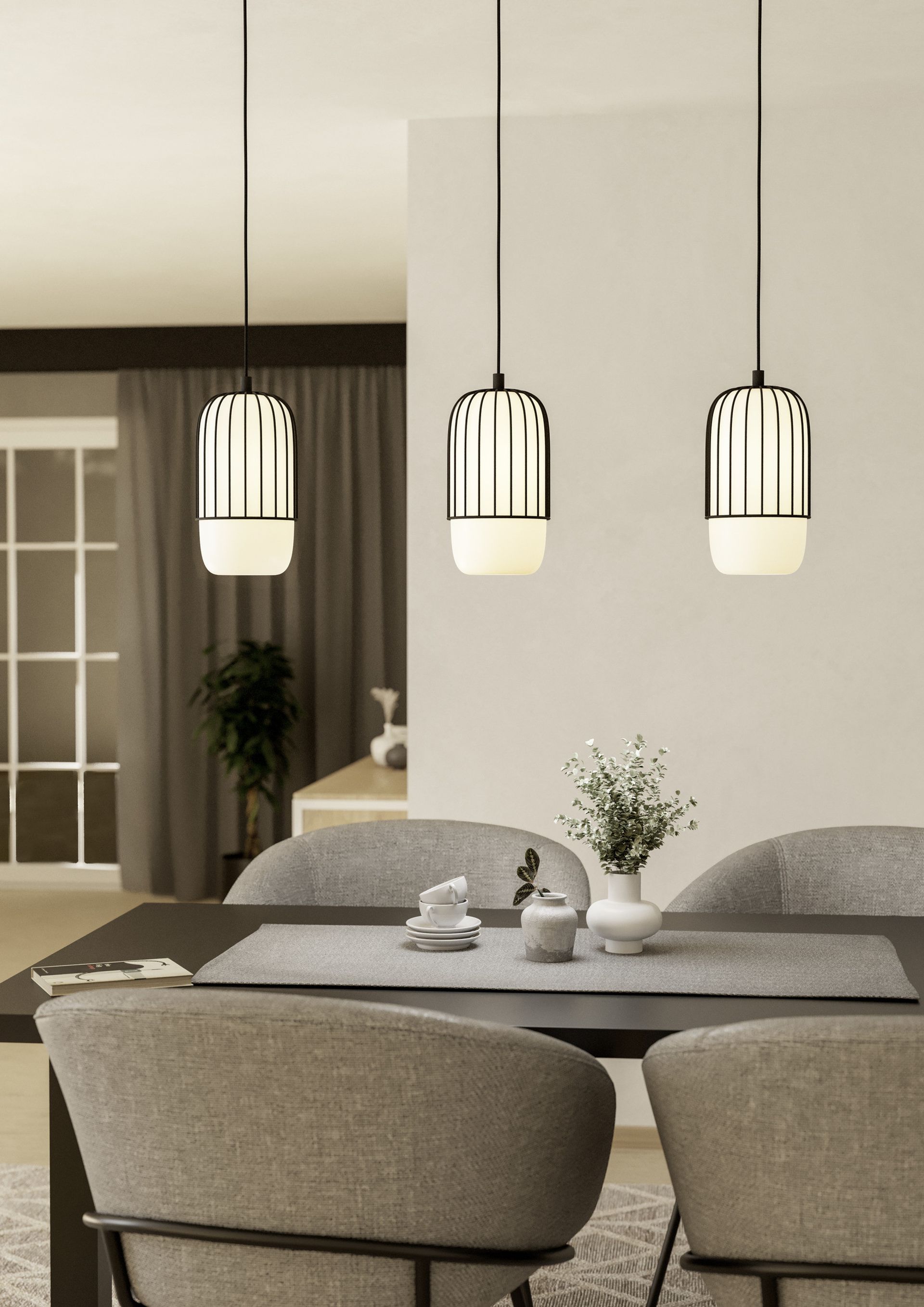 MULEGES Triple Pendant Light – Black & White E27