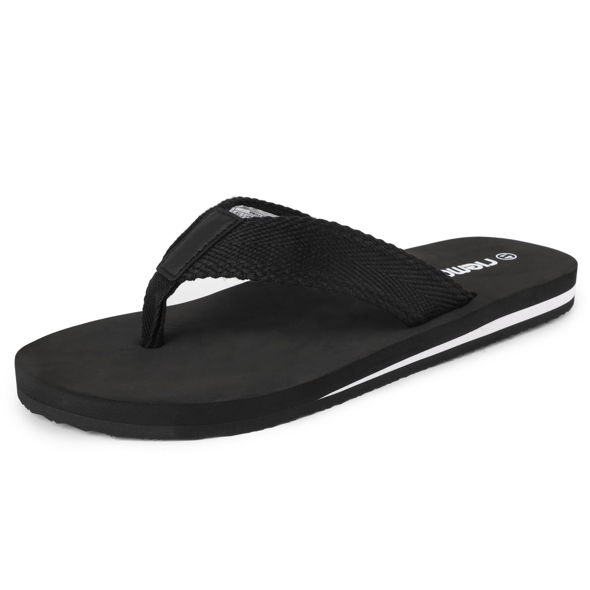 Men's Flip Flops Lightweight Non-Slip Thong Sandals with Arch Support - Black UK 12