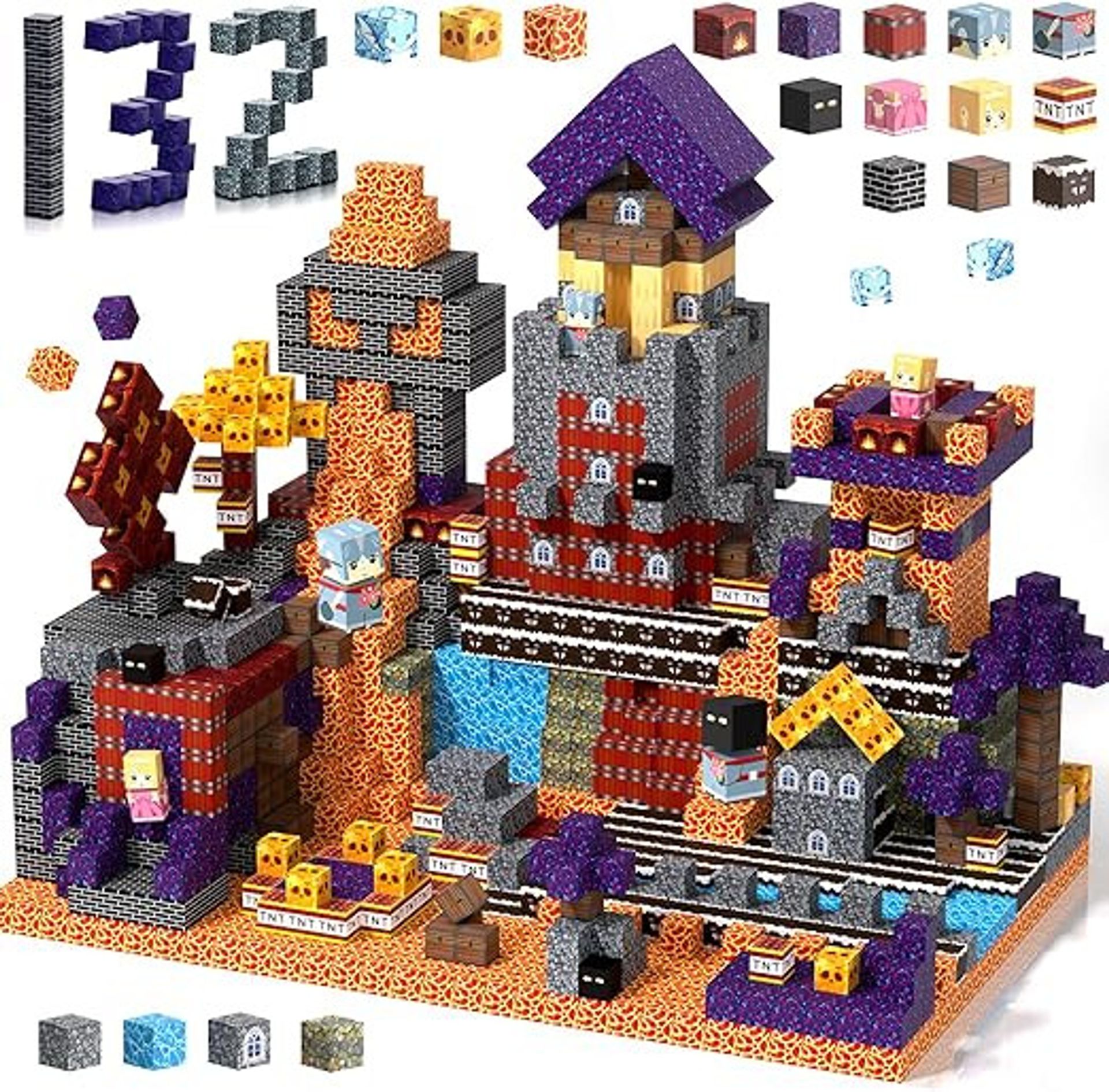 132-Piece Magnetic Building Blocks Set STEM Montessori Construction Toy for Kids Educational Creative Play - Multicolour