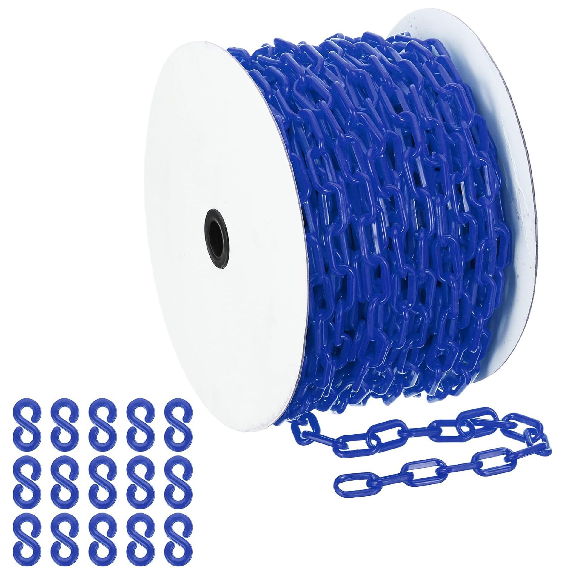 Plastic Safety Barrier Chain 131ft Heavy Duty Crowd Control with Hooks - Blue 40m
