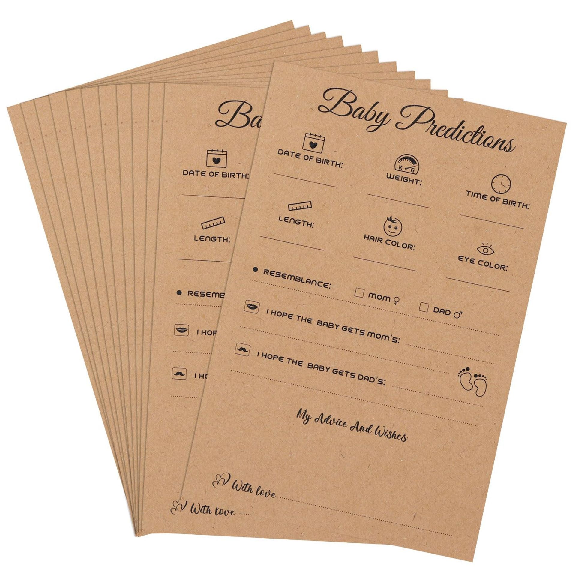 Baby Shower Predictions and Advice Cards Pack of 50 Fun Guess Game for Parents and Guests - As the Picture Shows Medium