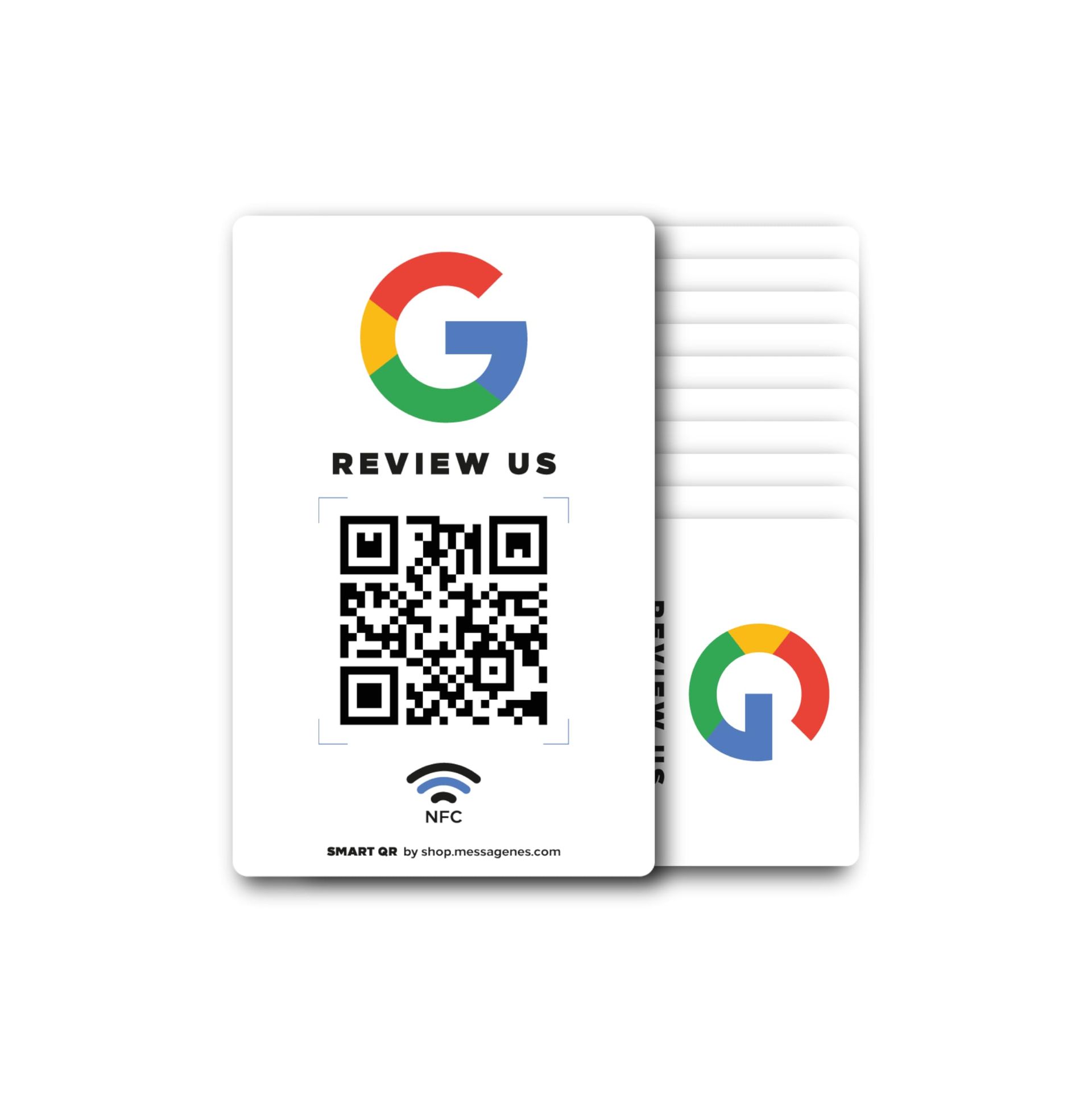 Reusable NFC Tap Stickers for Google Reviews with QR Code - 10 Stickers Pack
