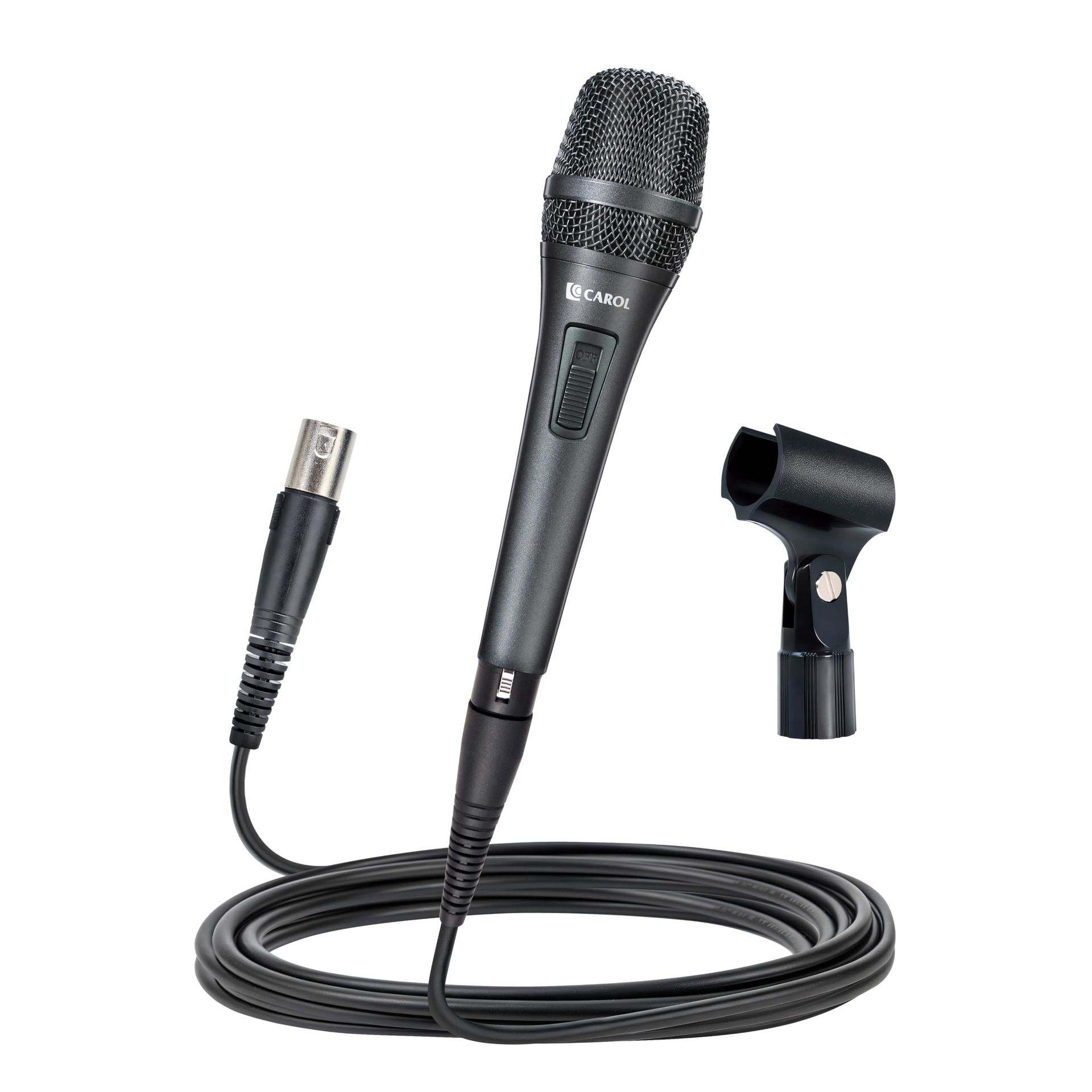 Dynamic Cardioid Wired Vocal Microphone with Dual-Engine Noise Cancelling Tech for Singing, Karaoke, Stage & Studio - Grey AC-910 - Student Essentials