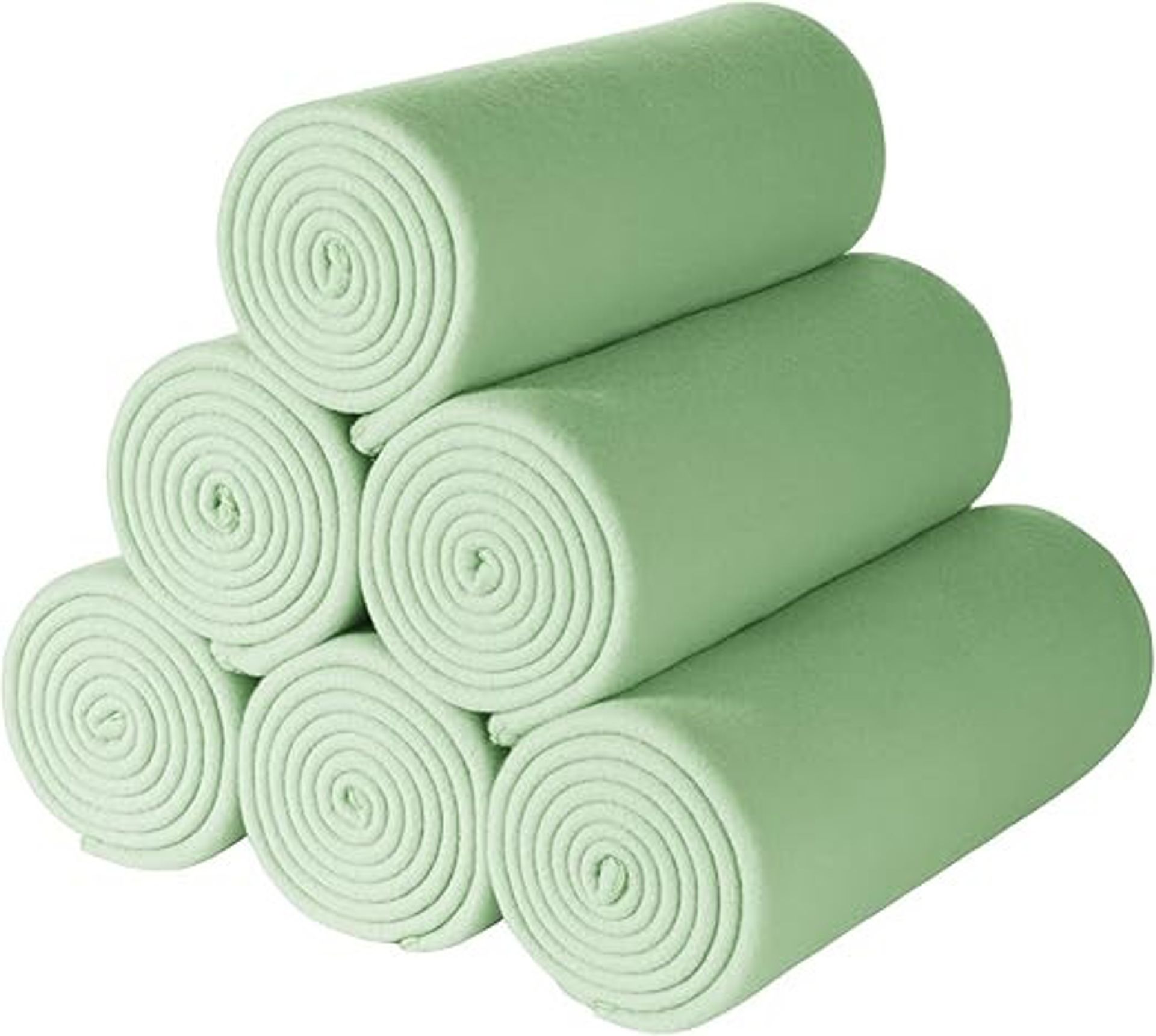 Fleece Throw Blanket 6 Pack Soft Lightweight Cosy Travel & Pet Use - Sage Green 125 x 150 cm