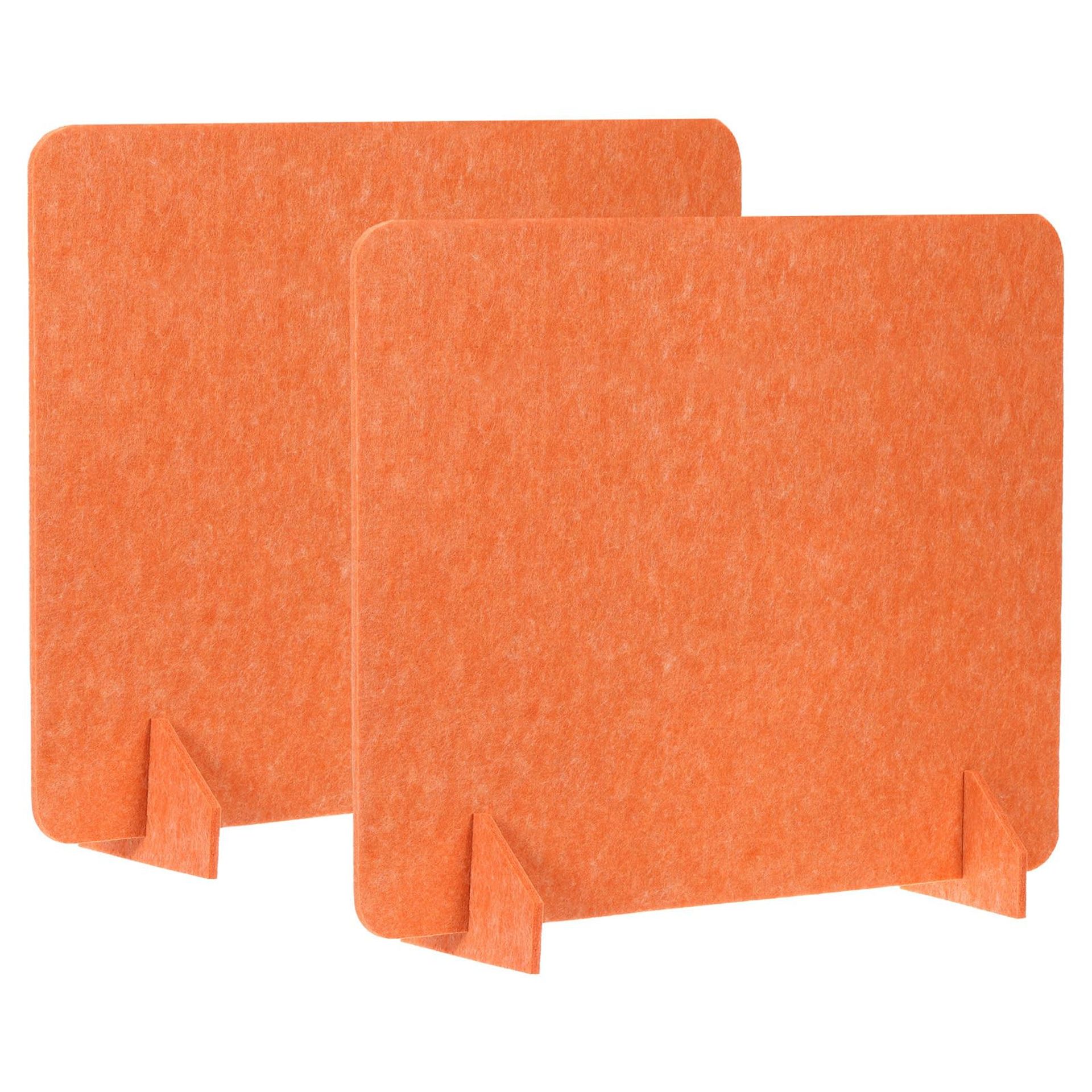 Desk Divider Acoustic Freestanding Privacy Panel 2 Set with Support Feet - Orange 24 x 24 Inch