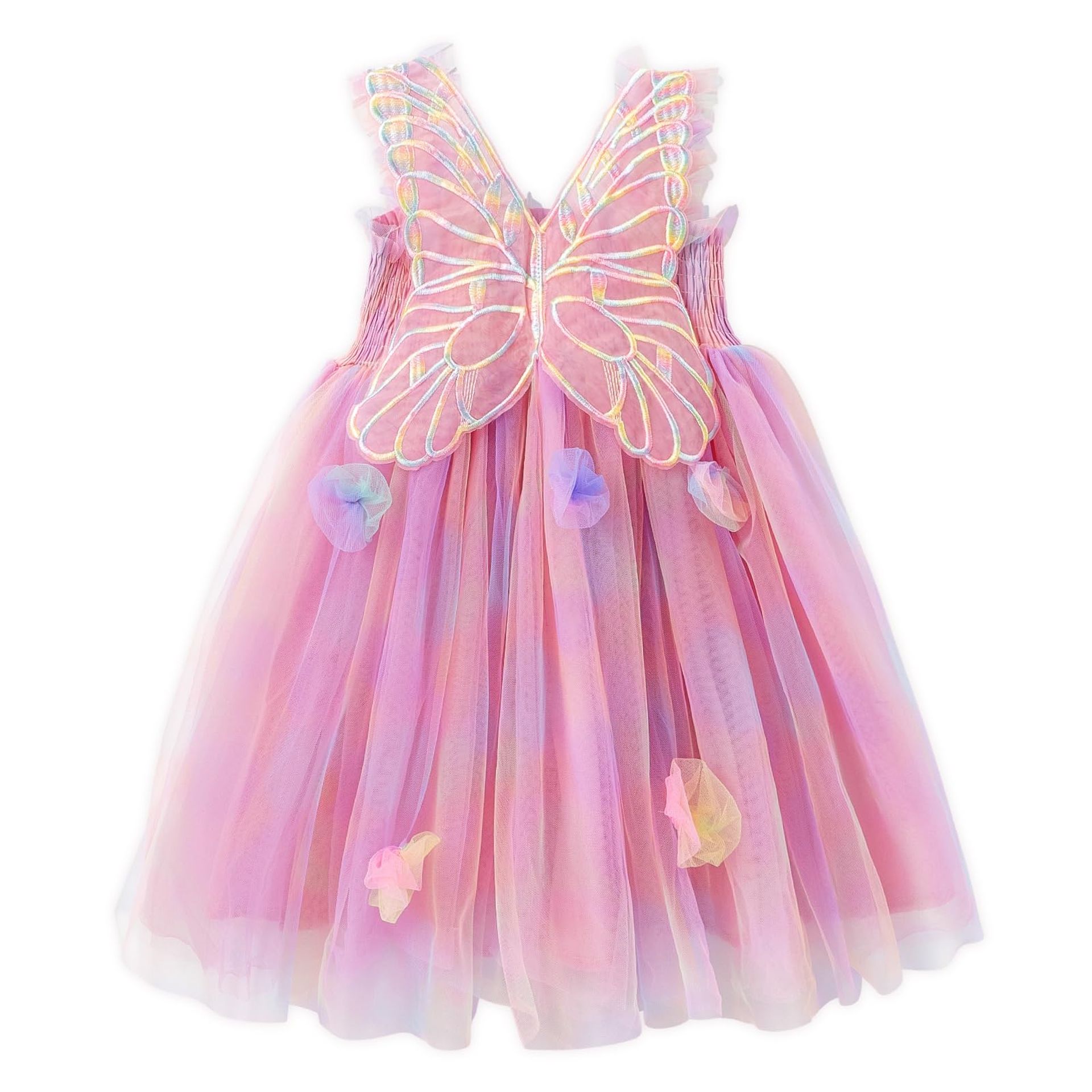 Baby Girl Butterfly Tulle Dress Sleeveless Princess Party Outfit - Purplerainbow 18-24 Months