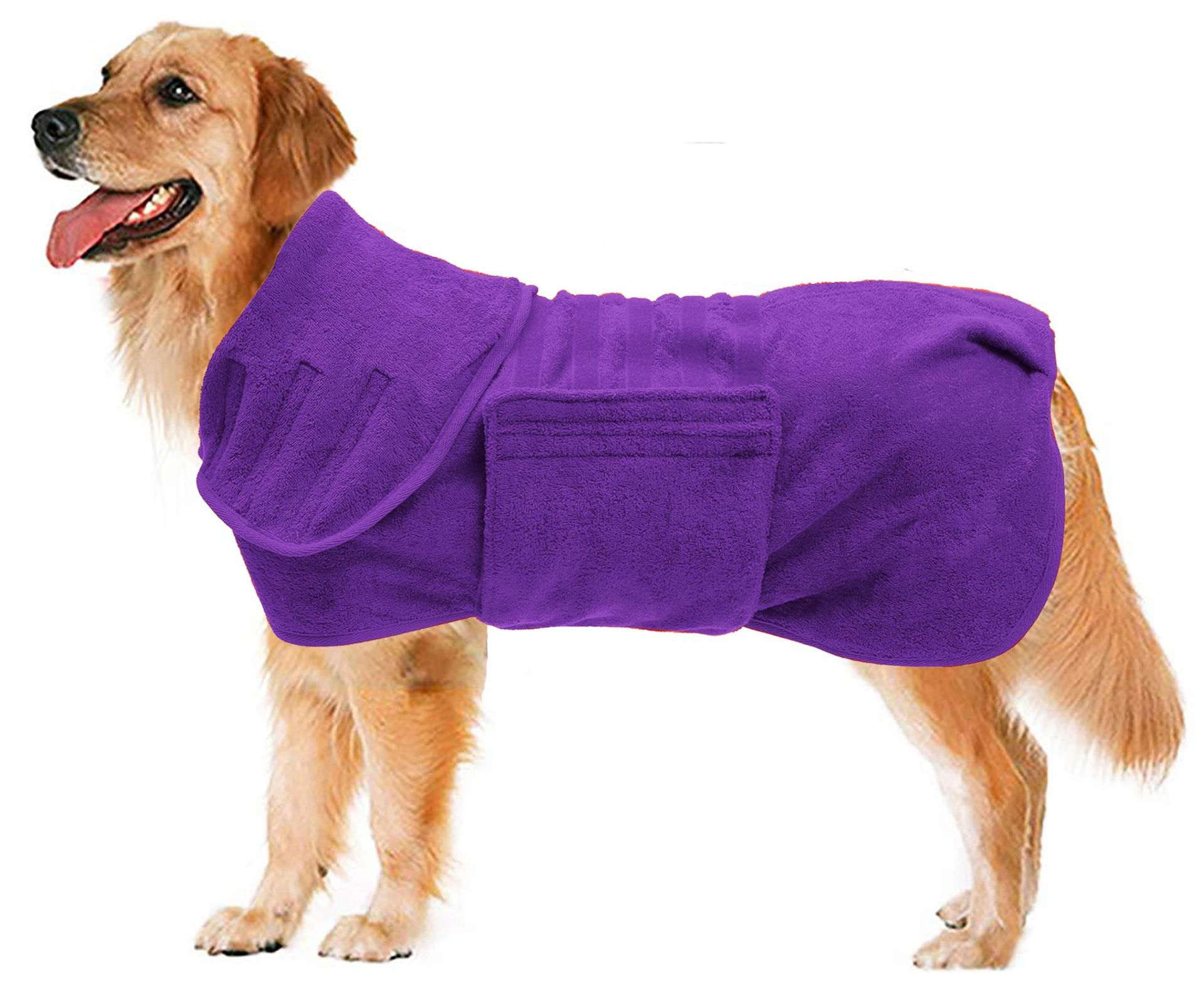 Dog Drying Coat Robe Super Absorbent Bath Towel with Anxiety Relief Design - Purple Small