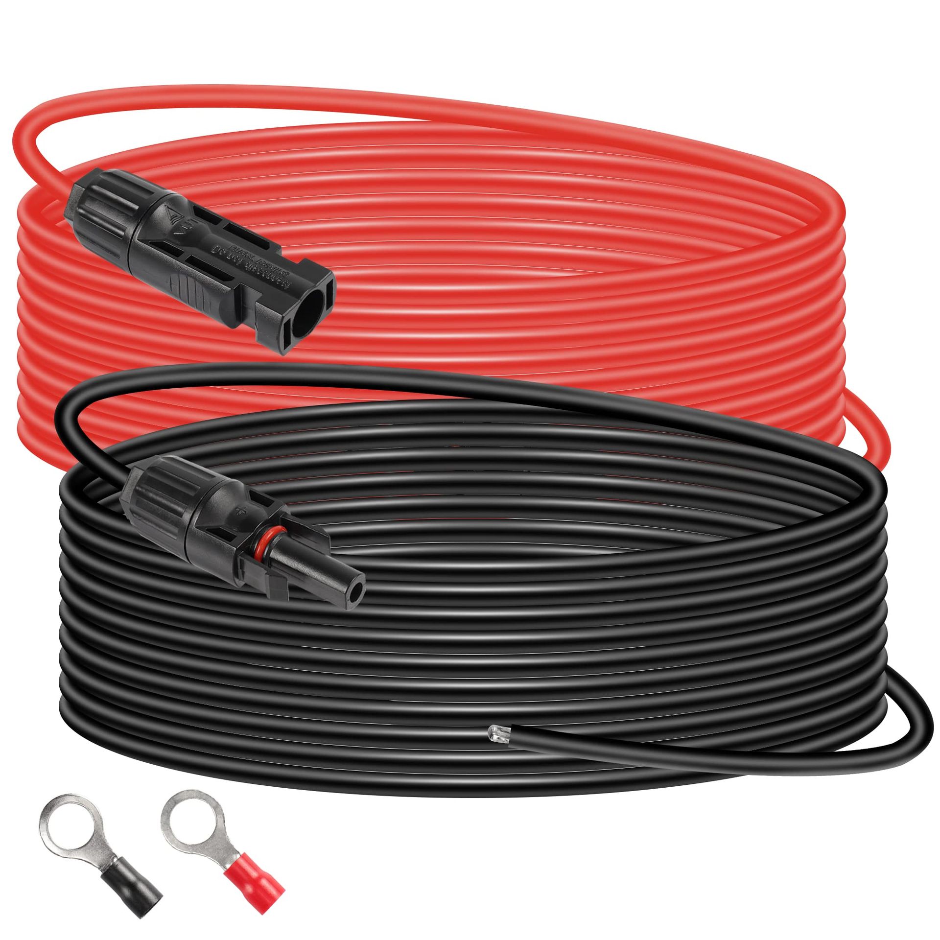 Solar Extension Cable 10AWG 16FT with MC4 Male & Female Connectors, O-Rings, IP67 Waterproof - Black & Red 5M
